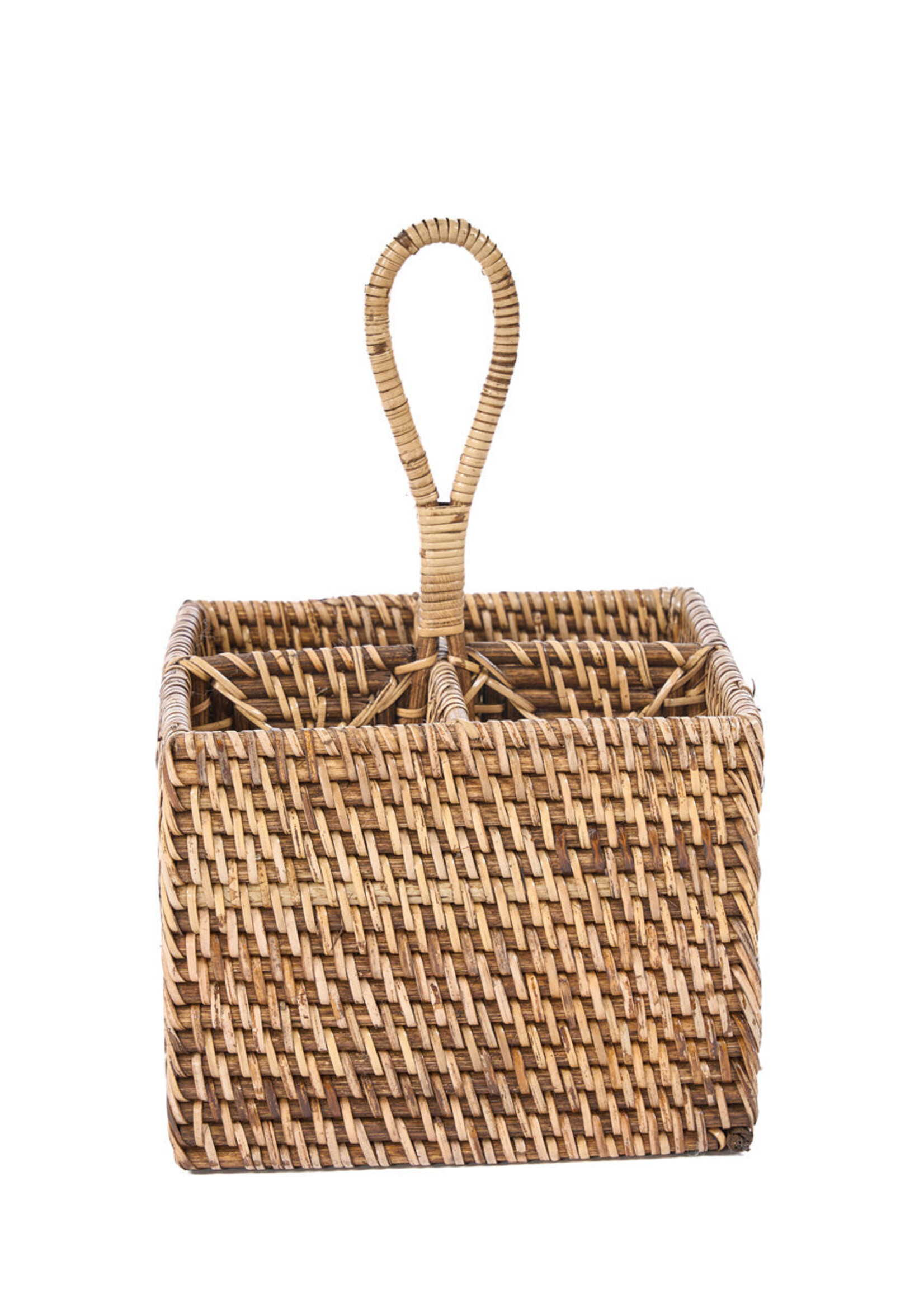 Bazar Bizar Antwerp The Rattan Cutlery Caddy N°4 - Natural Brown