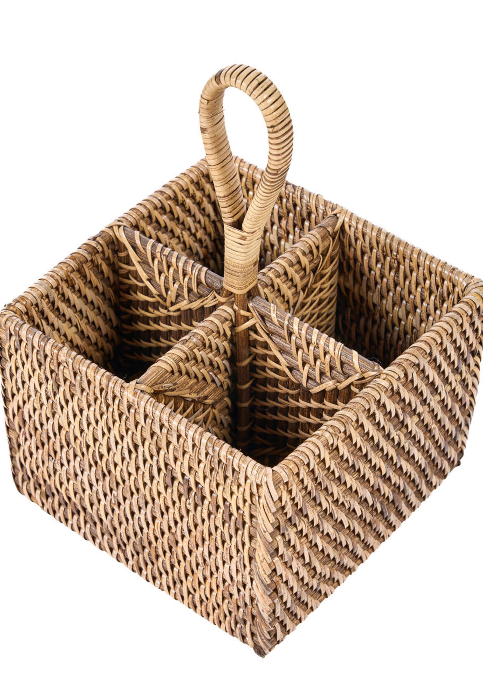 Bazar Bizar Antwerp The Rattan Cutlery Caddy N°4 - Natural Brown