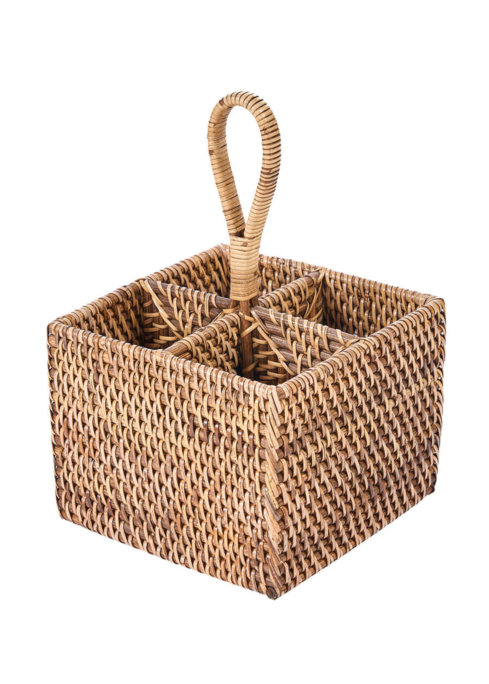 Bazar Bizar Antwerp The Rattan Cutlery Caddy N°4 - Natural Brown