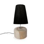 Bazar Bizar Antwerp The Raffia Teak Wood Table Lamp - Natural Black