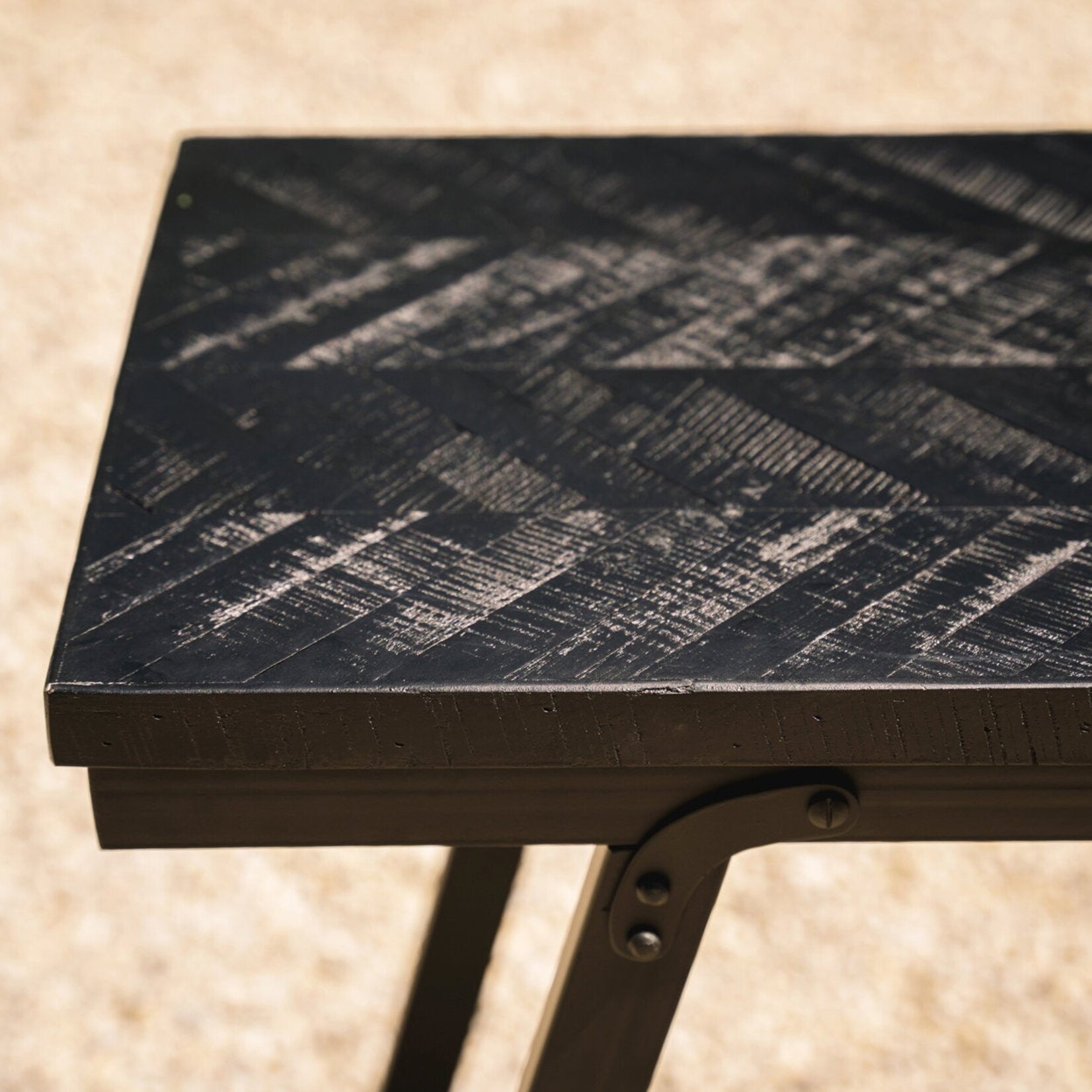 Bazar Bizar Antwerp The Herringbone High Table - Black - 140cm