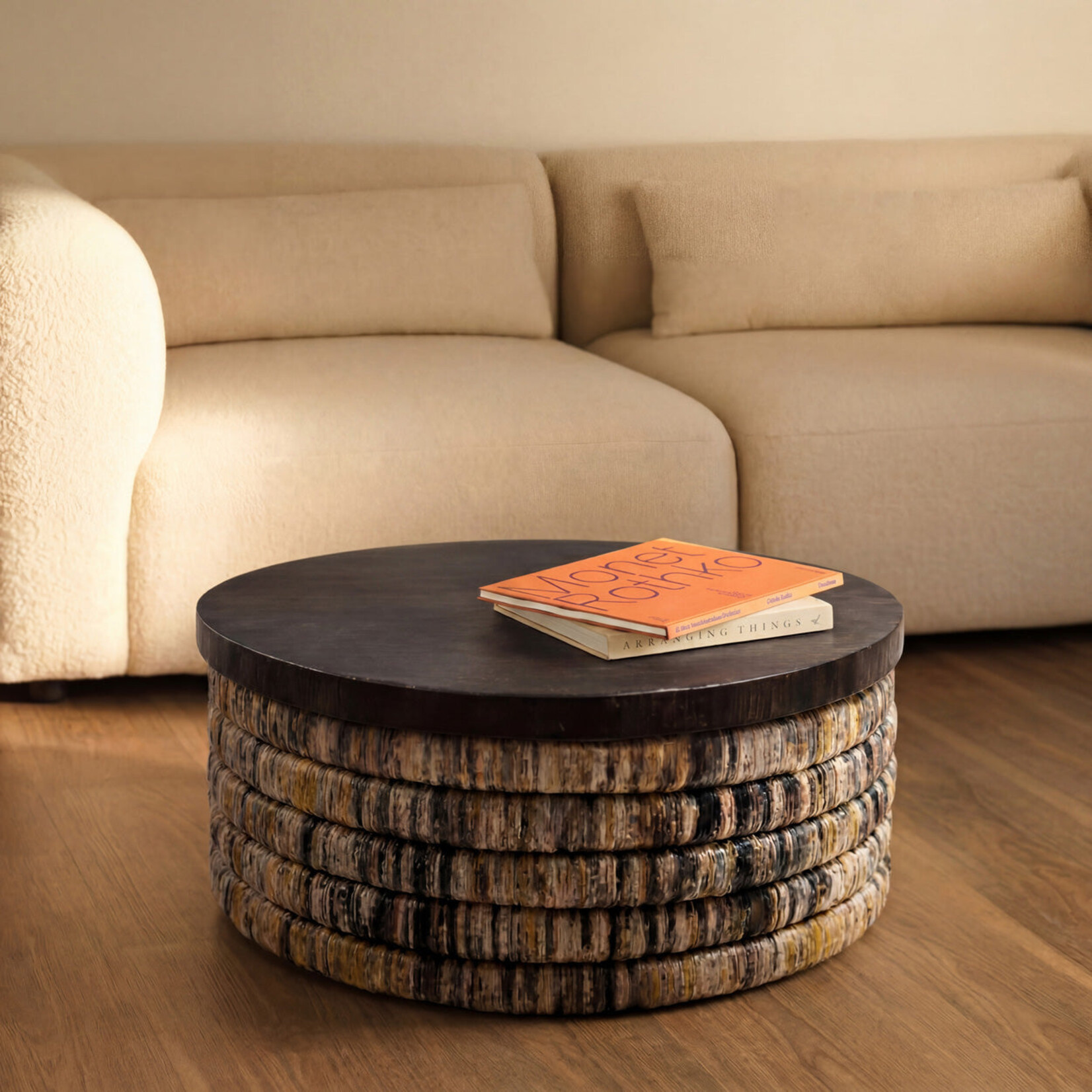 Bazar Bizar Antwerp Banana Round Grey Wash Magani Coffee Table