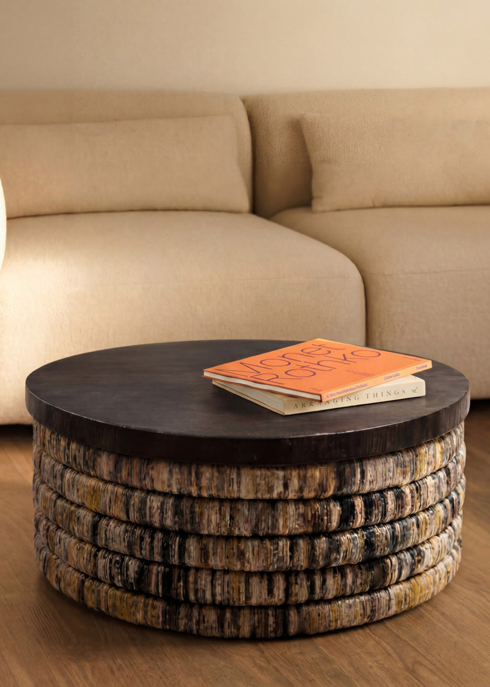 Bazar Bizar Antwerp Banana Round Grey Wash Magani Coffee Table
