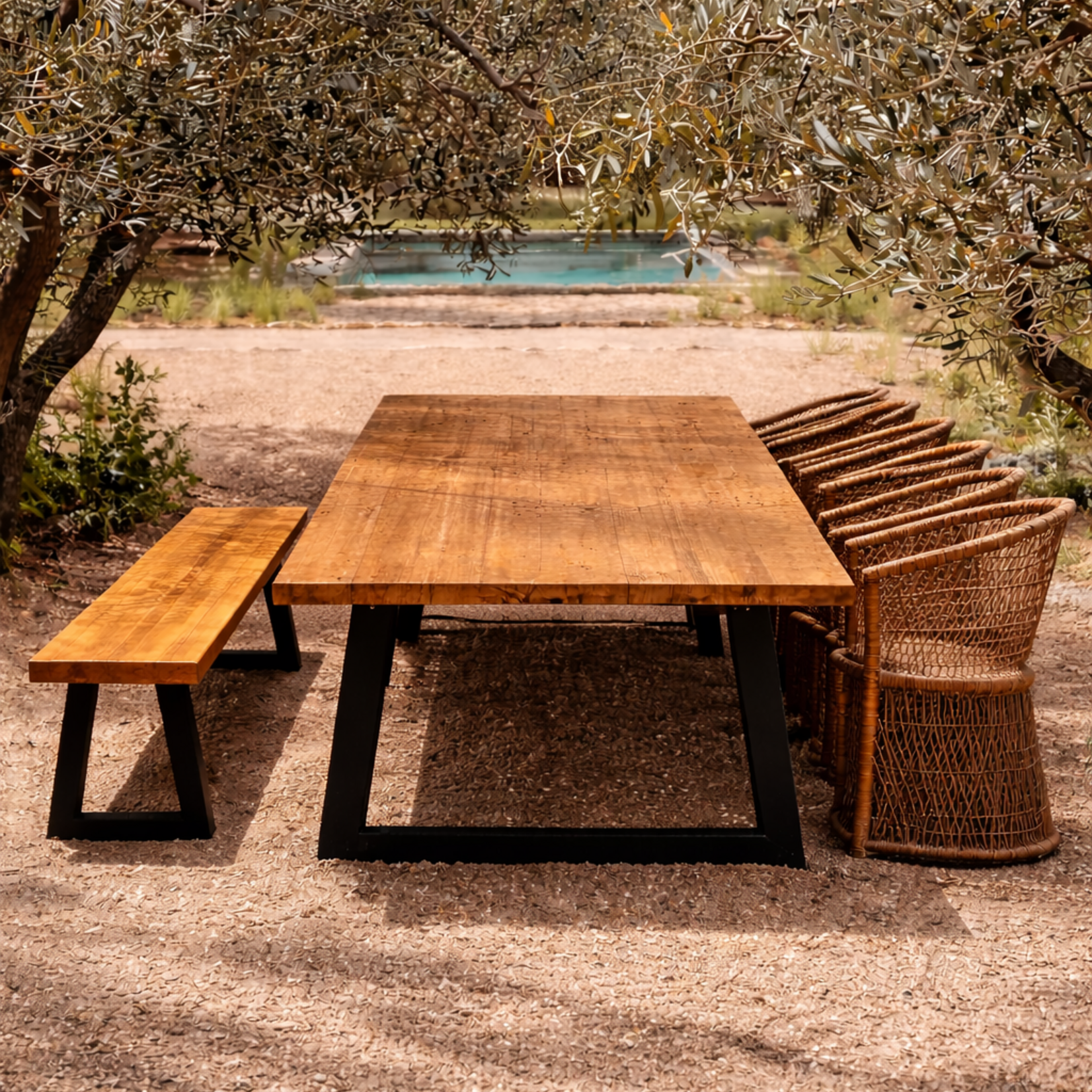 Bazar Bizar Antwerp Bench With Iron Legs - Natural - 220
