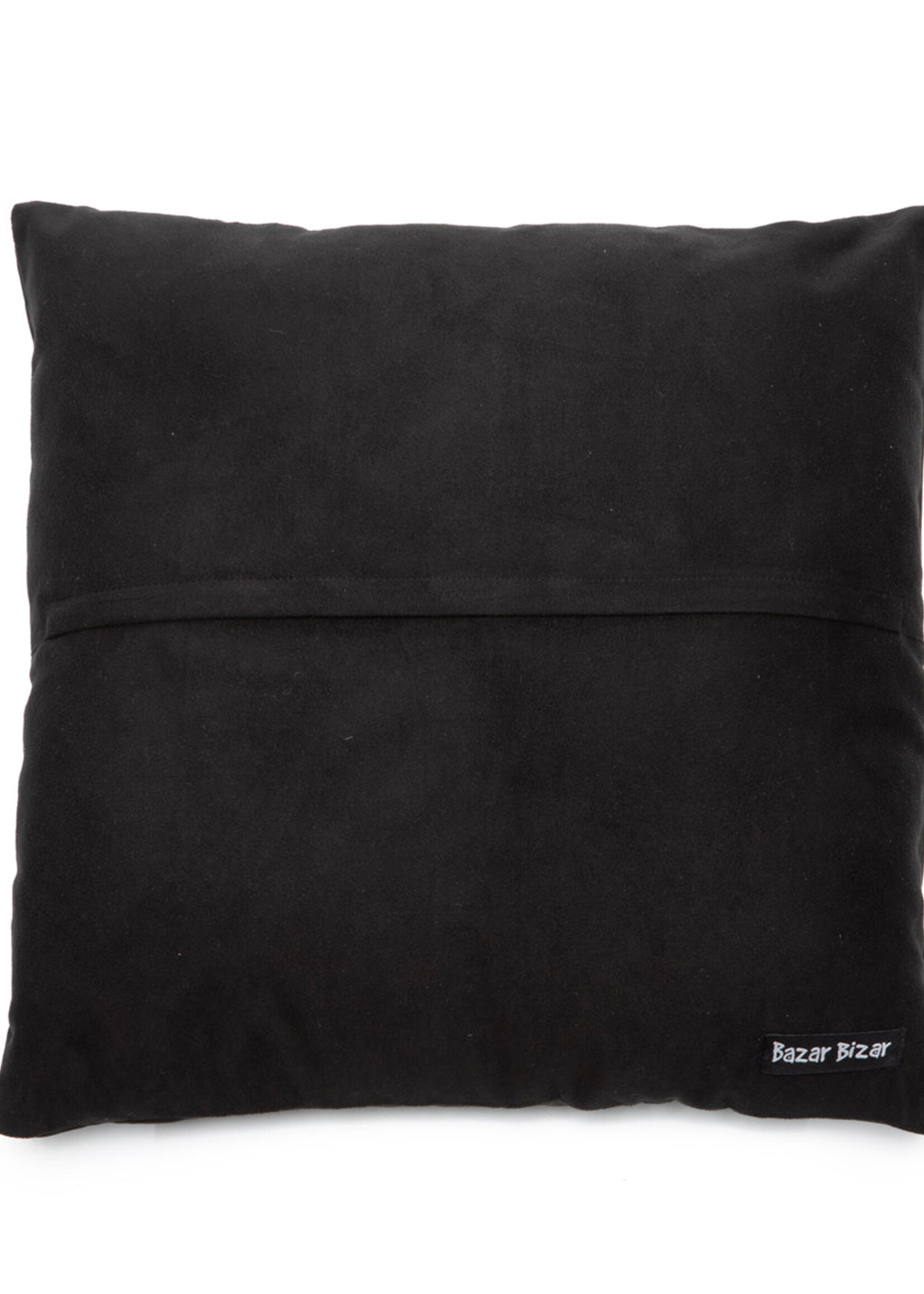 Bazar Bizar The Four Panel Leather Cushion Cover - Black - 40x40