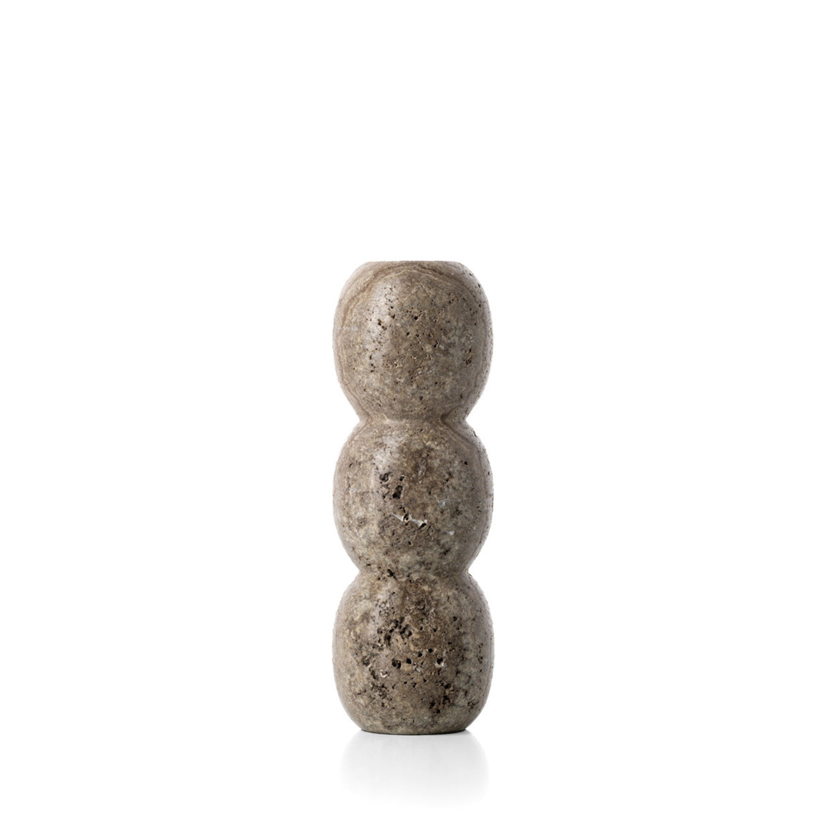 Bazar Bizar Antwerp The Travertine Totem Taper Candle Holder - Grey - L