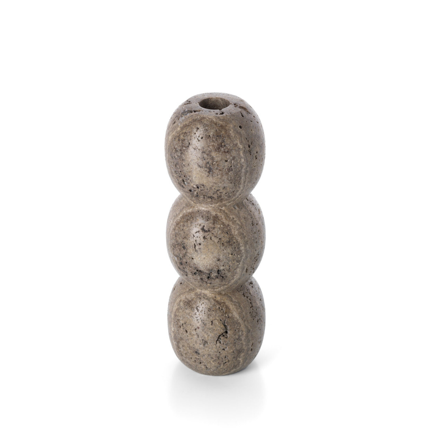 Bazar Bizar Antwerp The Travertine Totem Taper Candle Holder - Grey - L