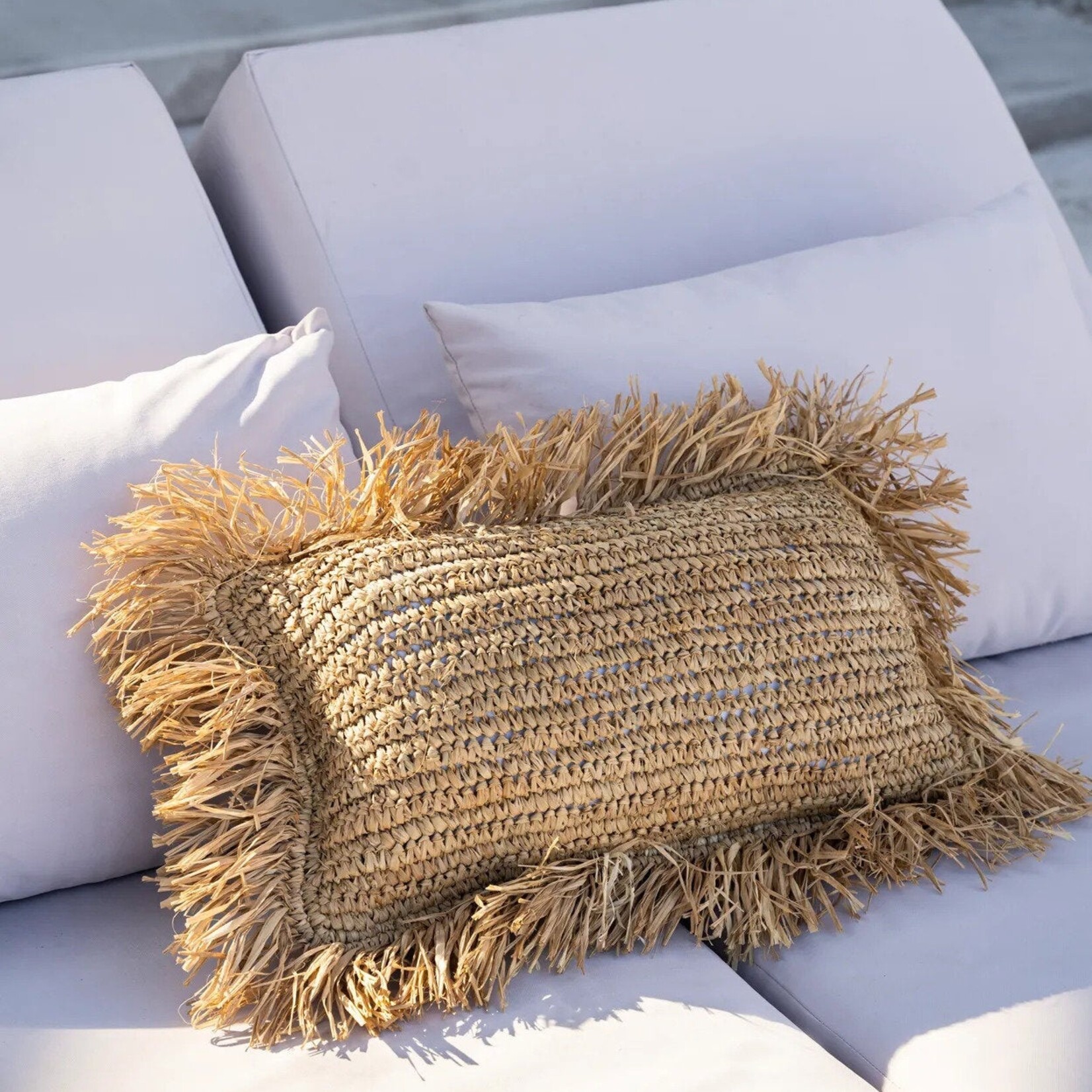 Bazar Bizar Antwerp The Raffia Cushion Cover Rectangular - Natural - 30x50