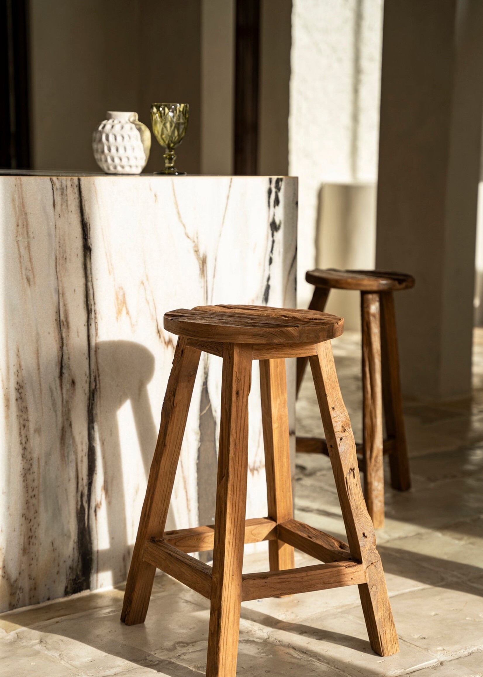 Bazar Bizar Antwerp The Shibori Bar Stool - Natural