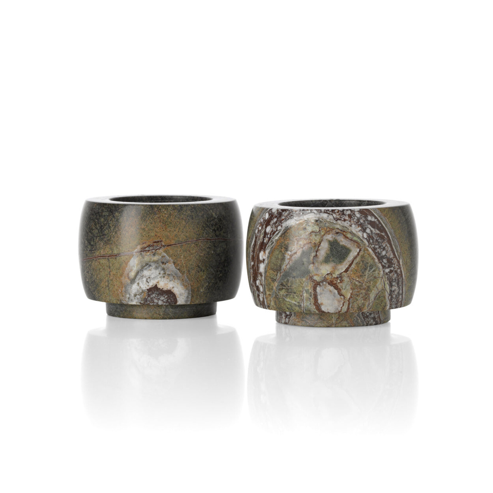 Bazar Bizar Antwerp The Bidasar Marble Candle Holder - Green - Low