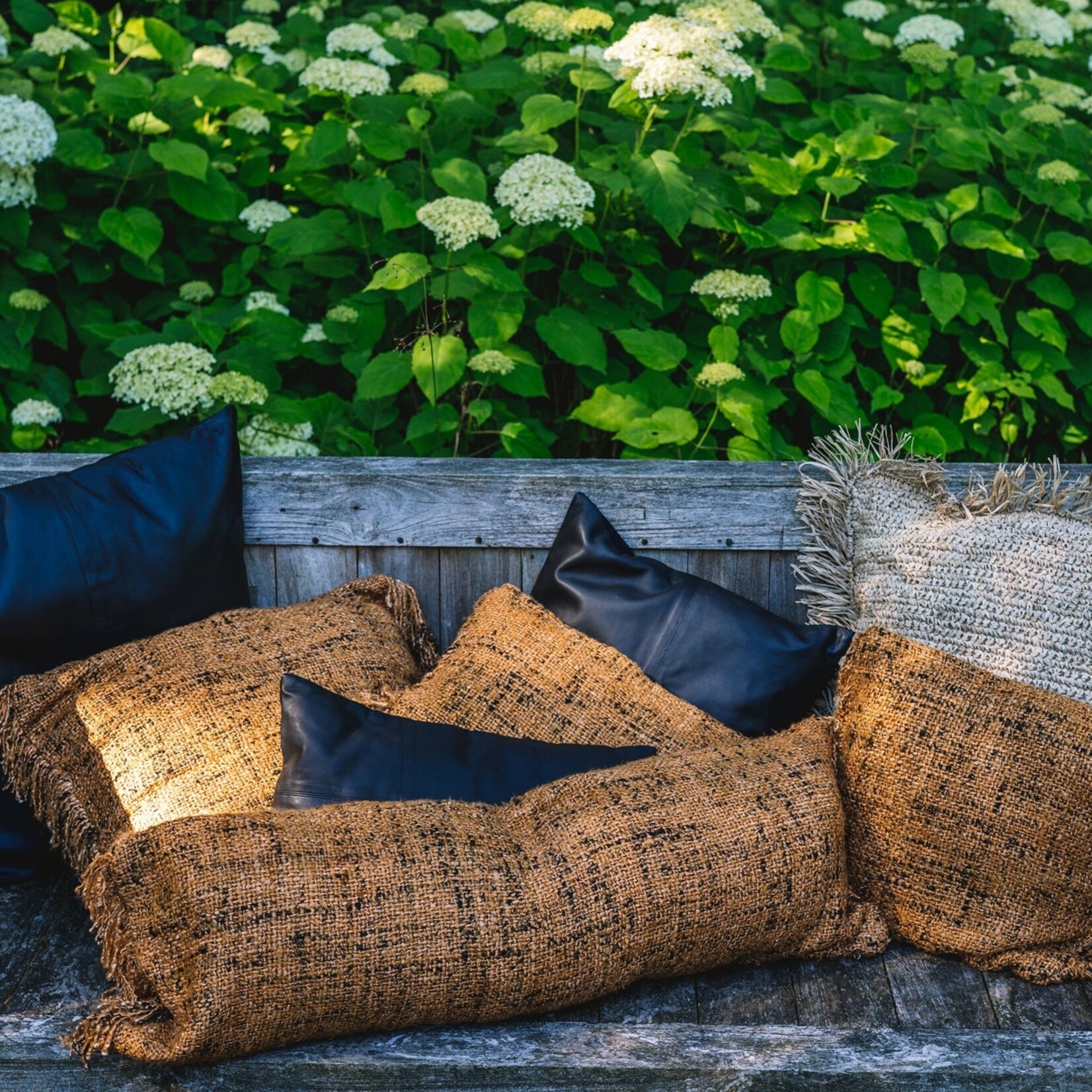 Bazar Bizar The Four Panel Leather Cushion Cover - Black - 40x40
