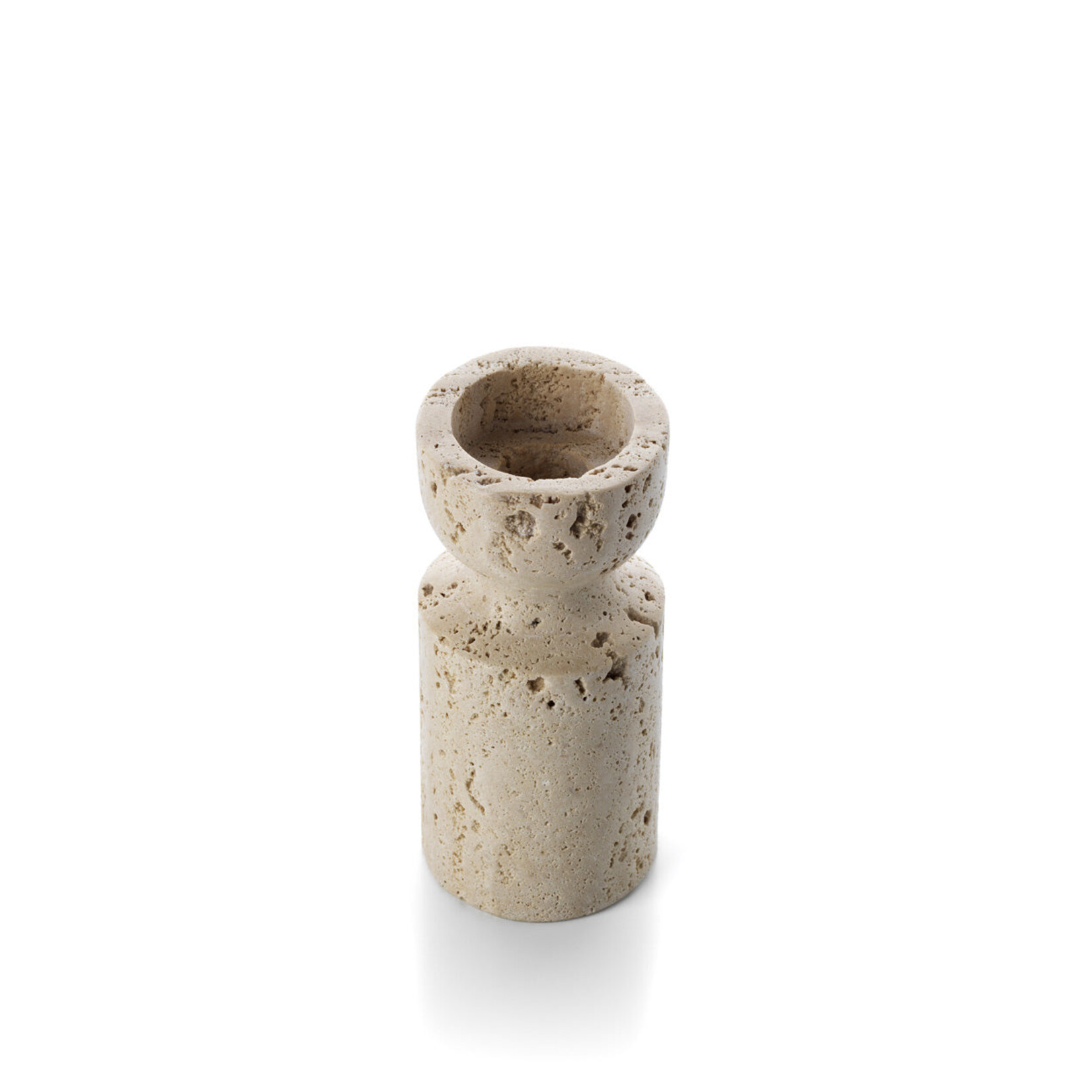 Bazar Bizar Antwerp The Travertine Hourglass Candle Holder - Beige - S