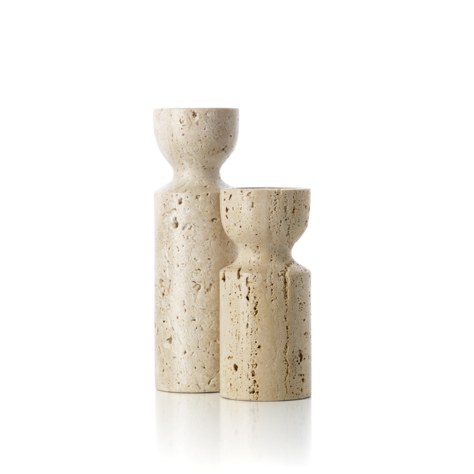 Bazar Bizar Antwerp The Travertine Hourglass Candle Holder - Beige - S
