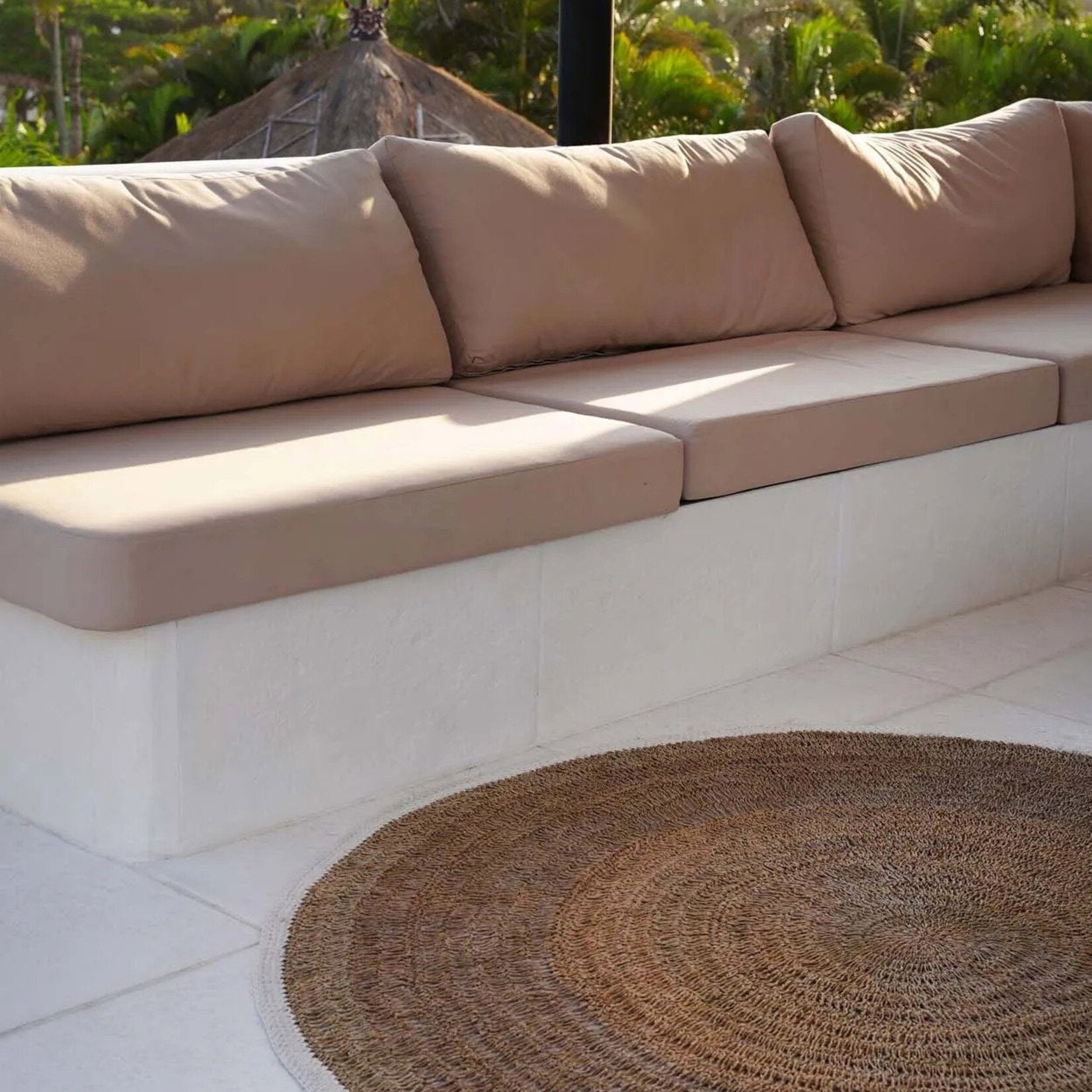 Bazar Bizar Antwerp The Seagrass & Cotton Round Carpet - Natural White - 100