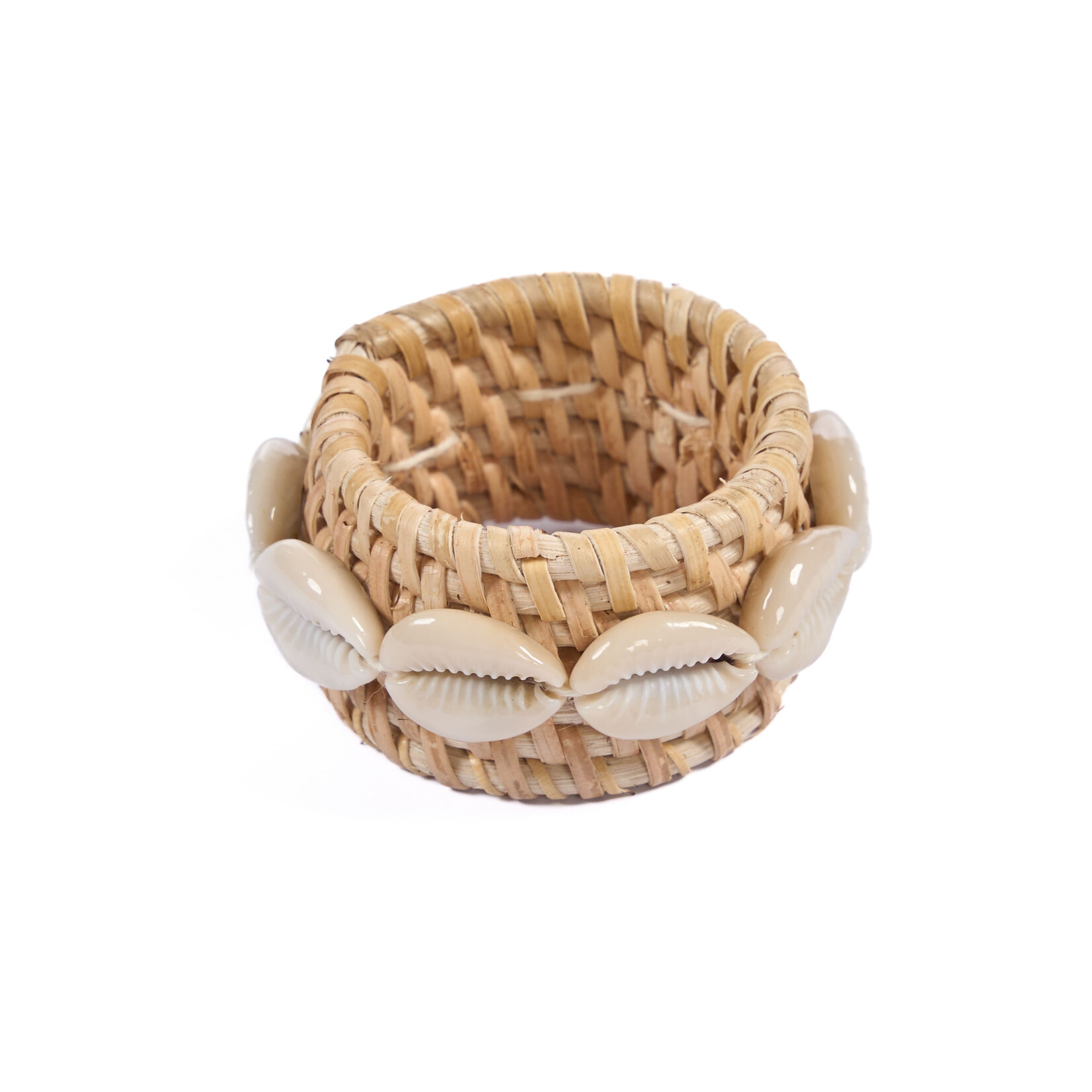 Bazar Bizar The Rattan Shell Napkin Ring - Natural White - Set of 4