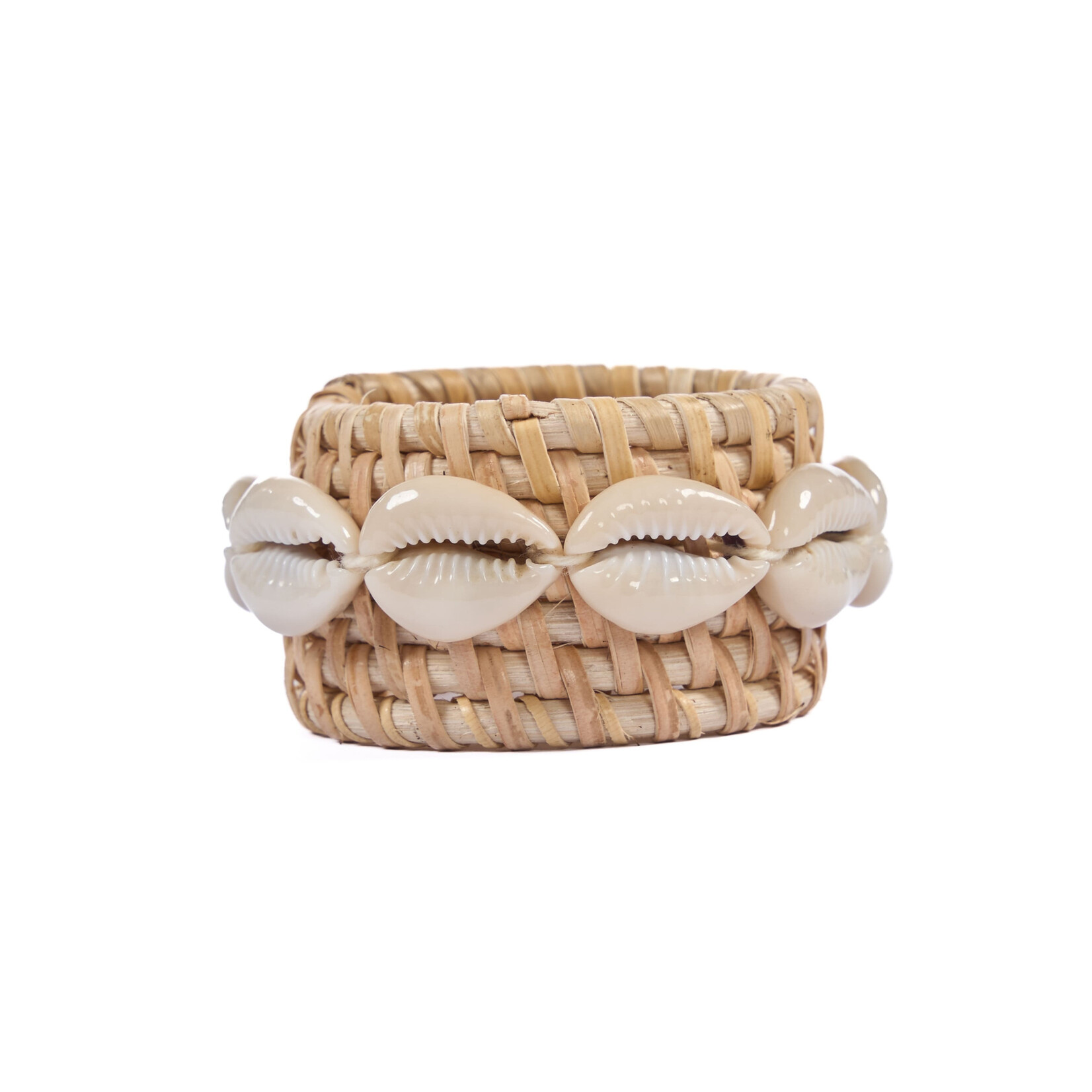 Bazar Bizar The Rattan Shell Napkin Ring - Natural White - Set of 4
