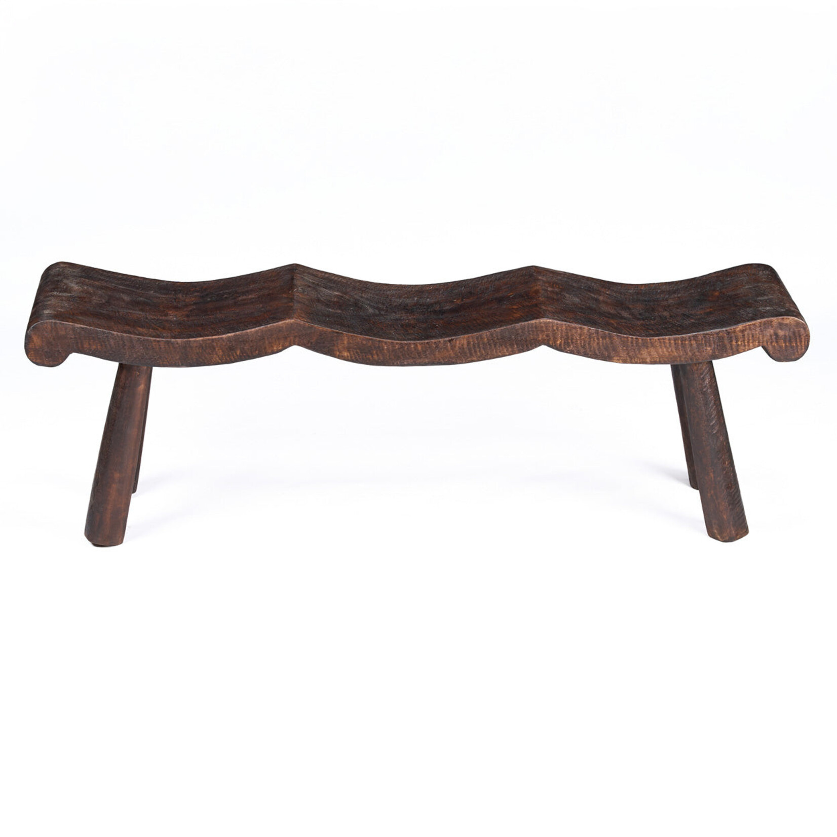 Bazar Bizar Antwerp The Lombok Wave Bench - Dark Walnut - M