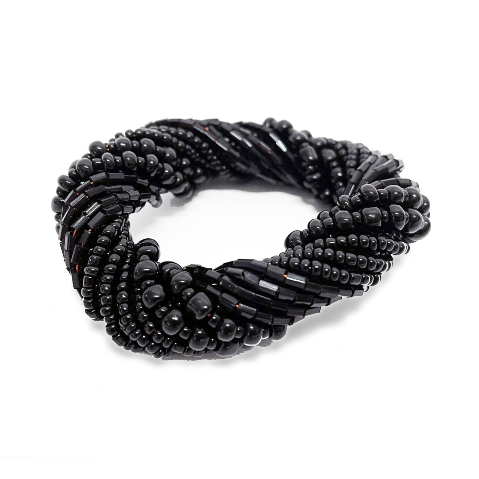 Bazar Bizar Antwerp The Beaded Napkin Ring - Black - Set of 4