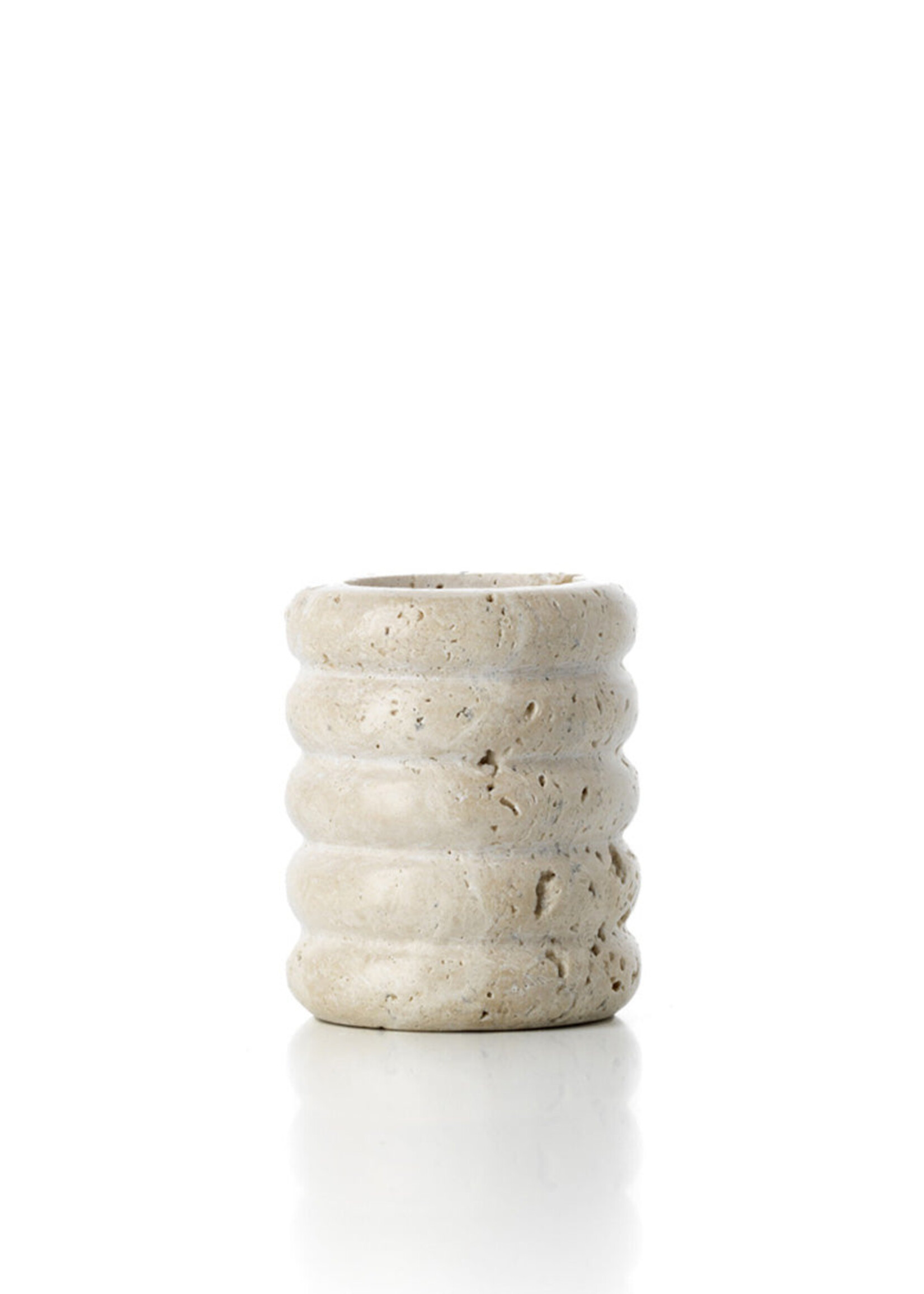 Bazar Bizar Antwerp The Travertine Ripple T-Light Holder - Beige - S