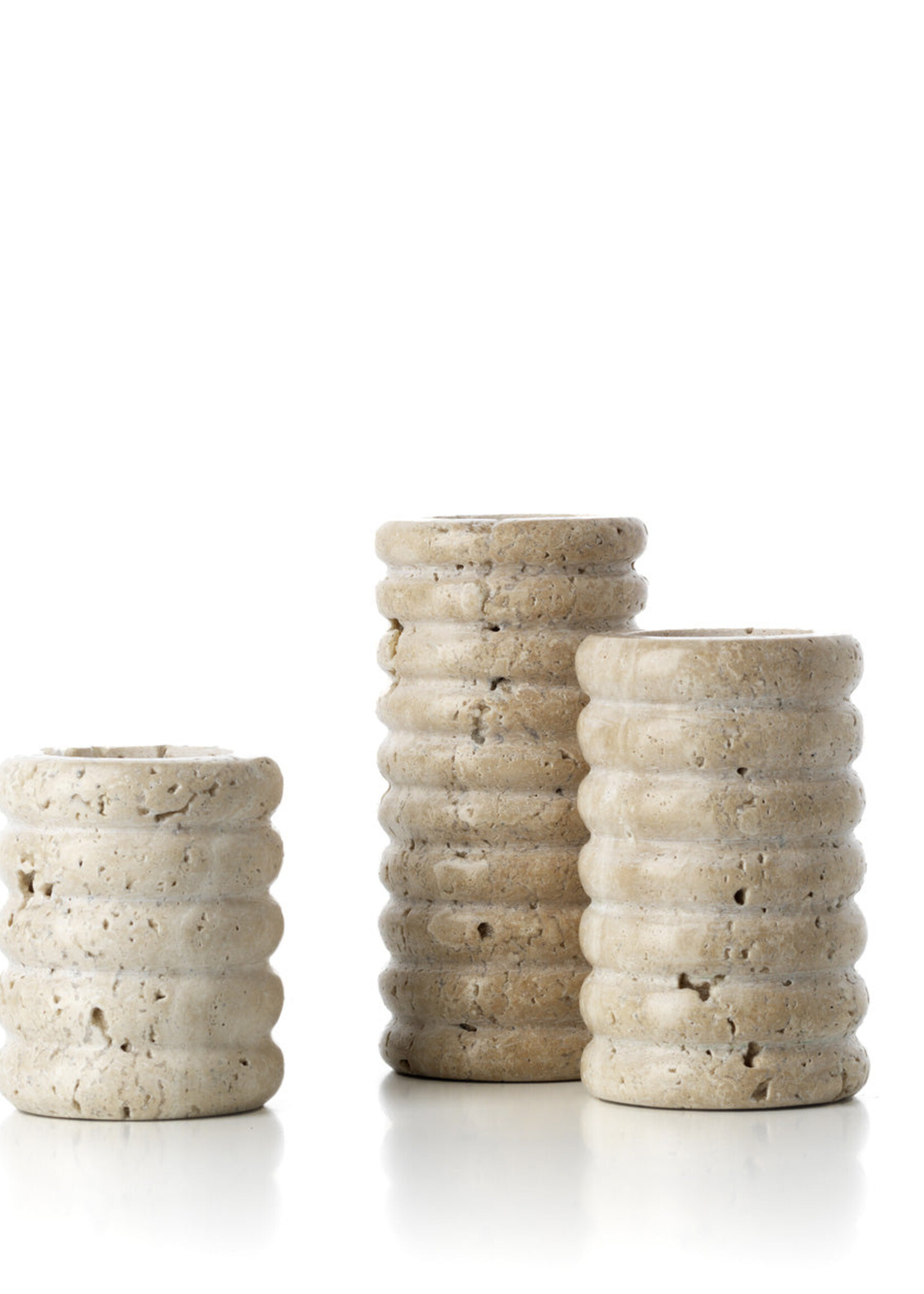 Bazar Bizar Antwerp The Travertine Ripple T-Light Holder - Beige - S