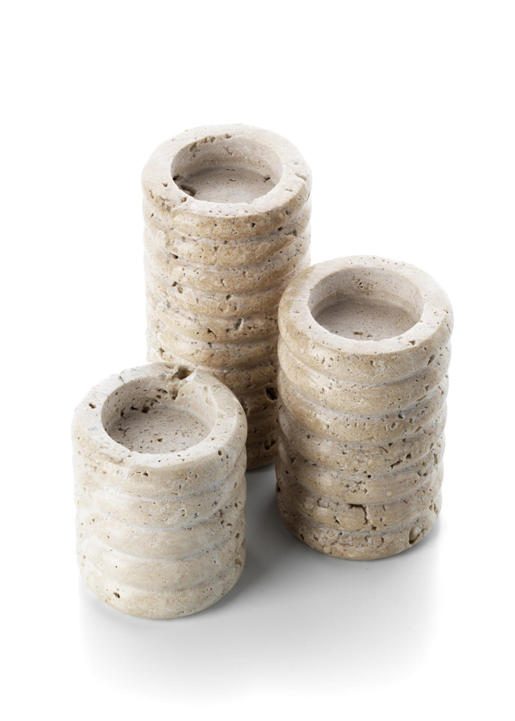 Bazar Bizar Antwerp The Travertine Ripple T-Light Holder - Beige - S
