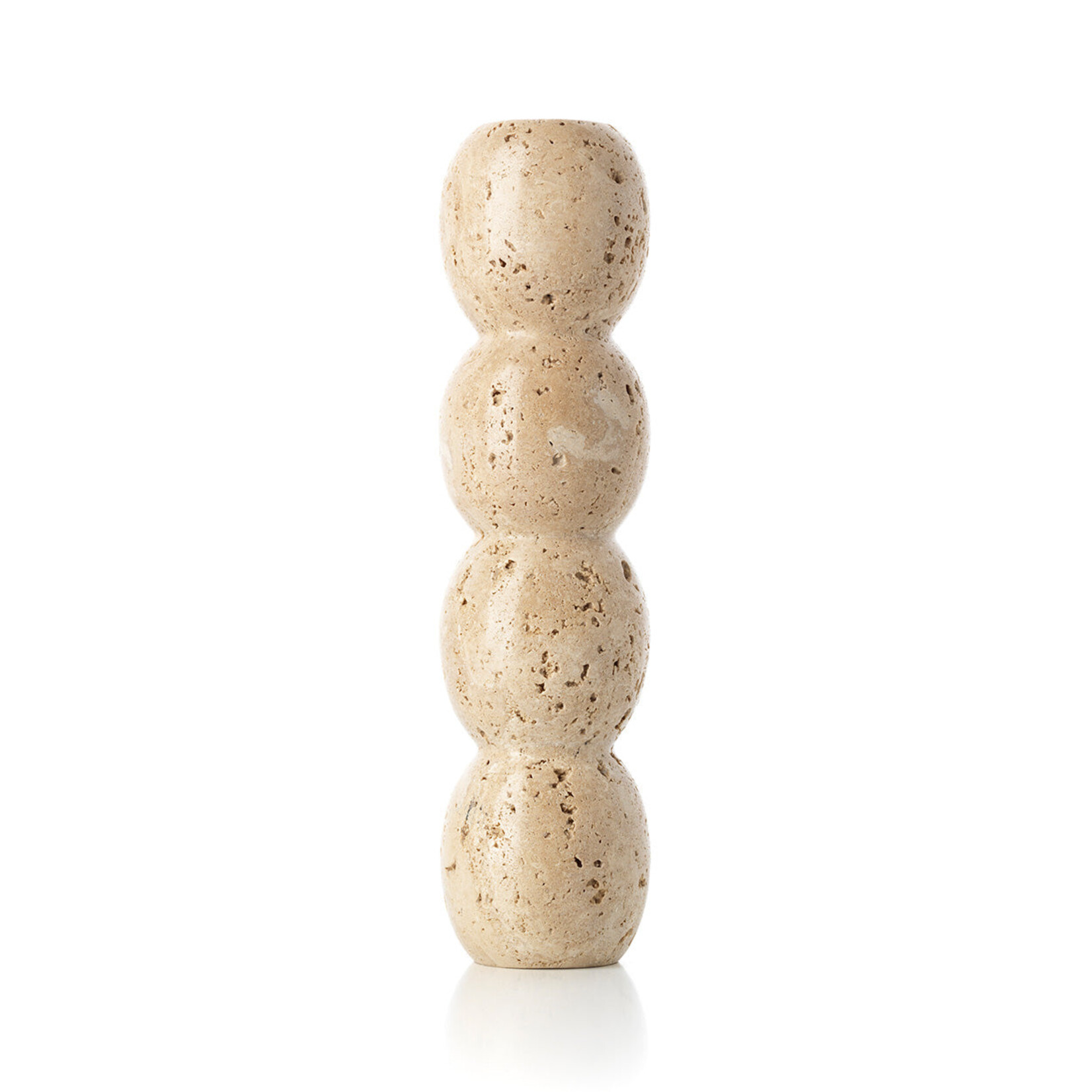 Bazar Bizar Antwerp The Travertine Totem Taper Candle Holder - Beige - L