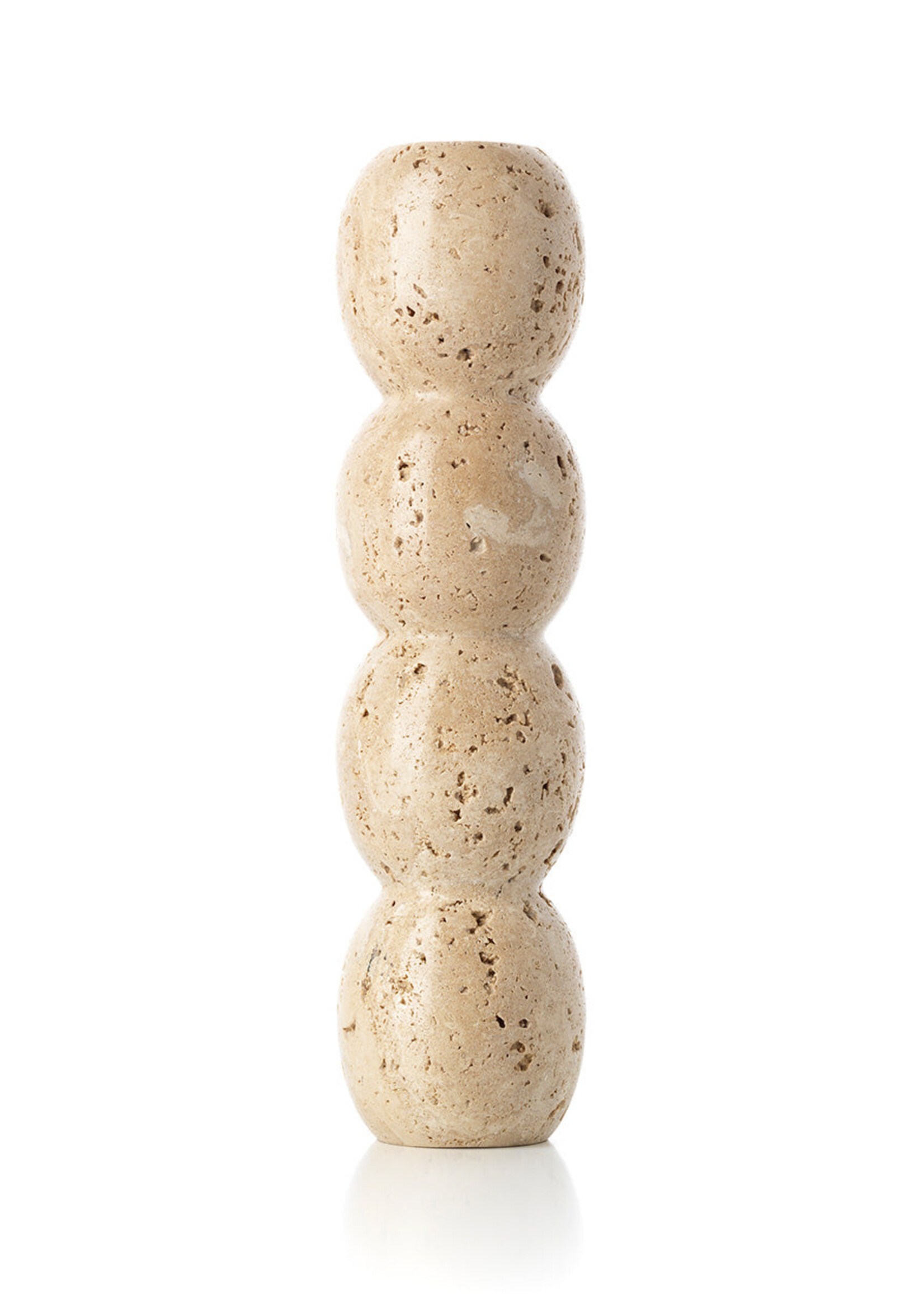 Bazar Bizar Antwerp The Travertine Totem Taper Candle Holder - Beige - L