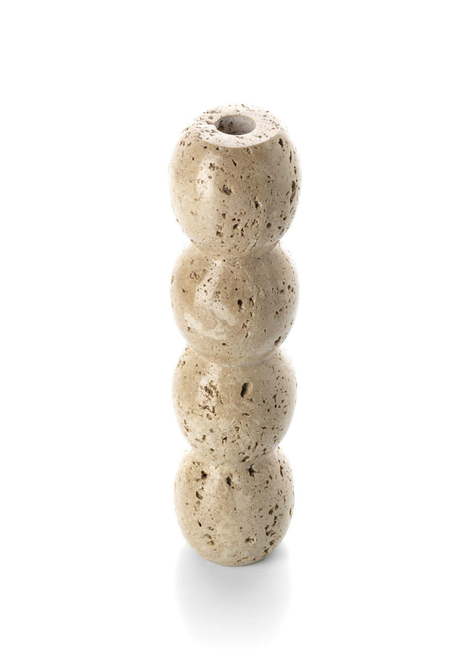 Bazar Bizar Antwerp The Travertine Totem Taper Candle Holder - Beige - L