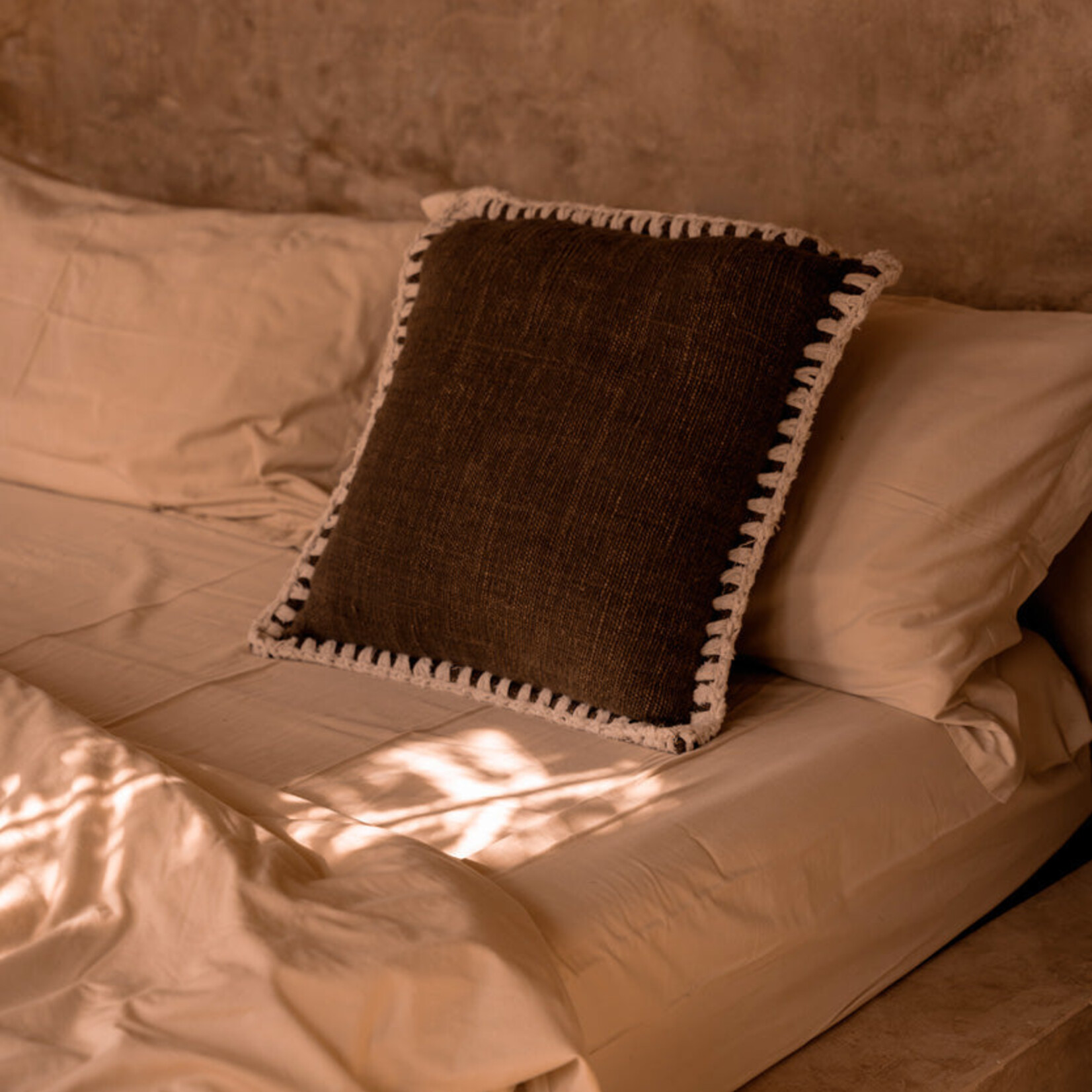 Bazar Bizar Antwerp The Espresso Edge Cushion Cover - Brown White