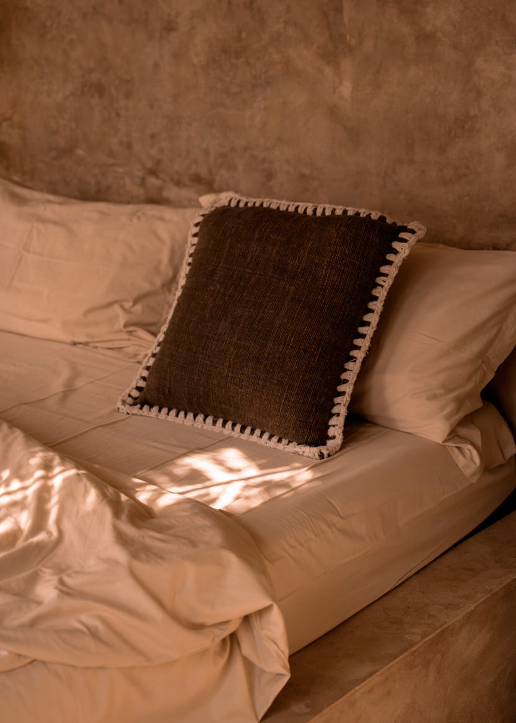 Bazar Bizar Antwerp The Espresso Edge Cushion Cover - Brown White