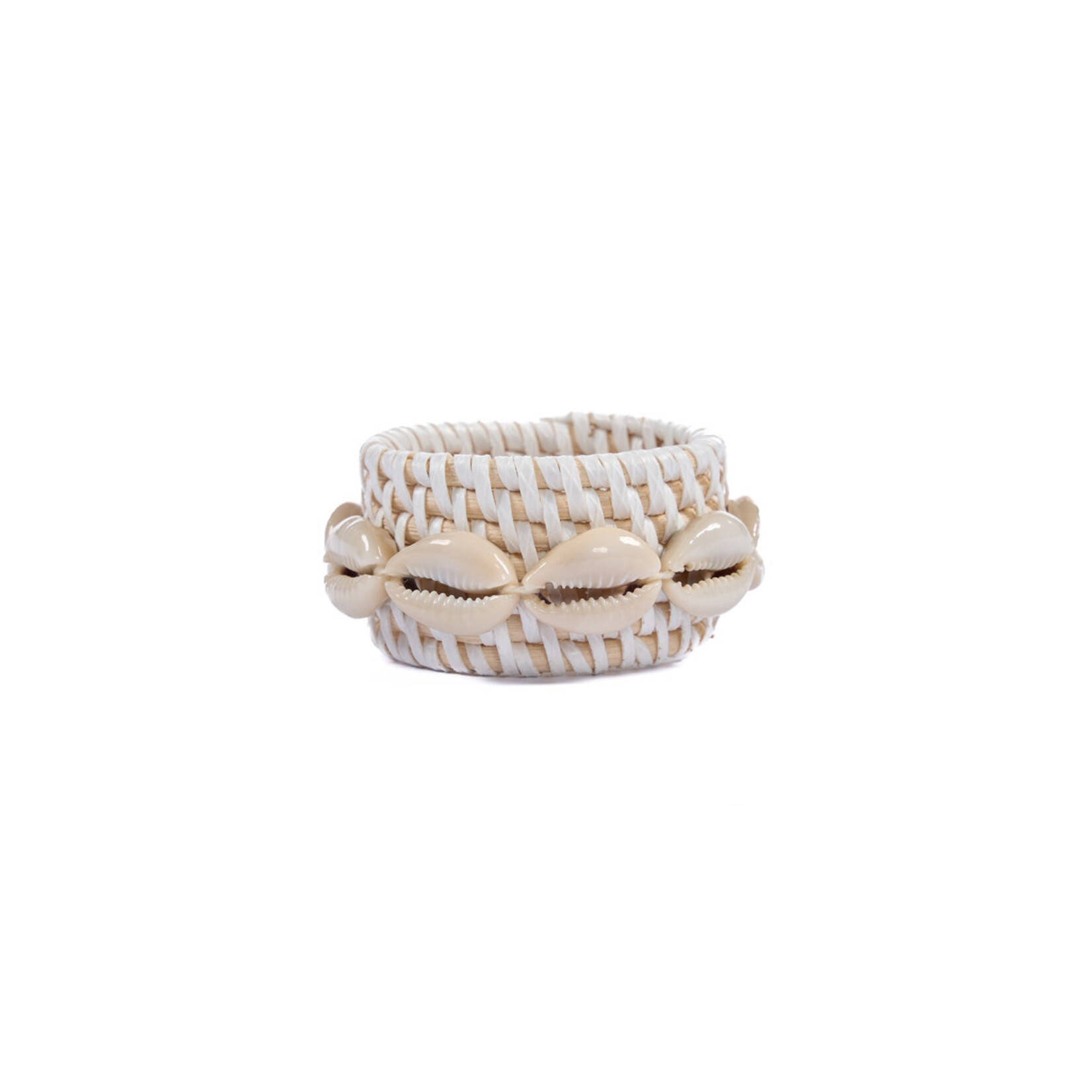Bazar Bizar The Rattan Shell Napkin Ring - White - Set of 4
