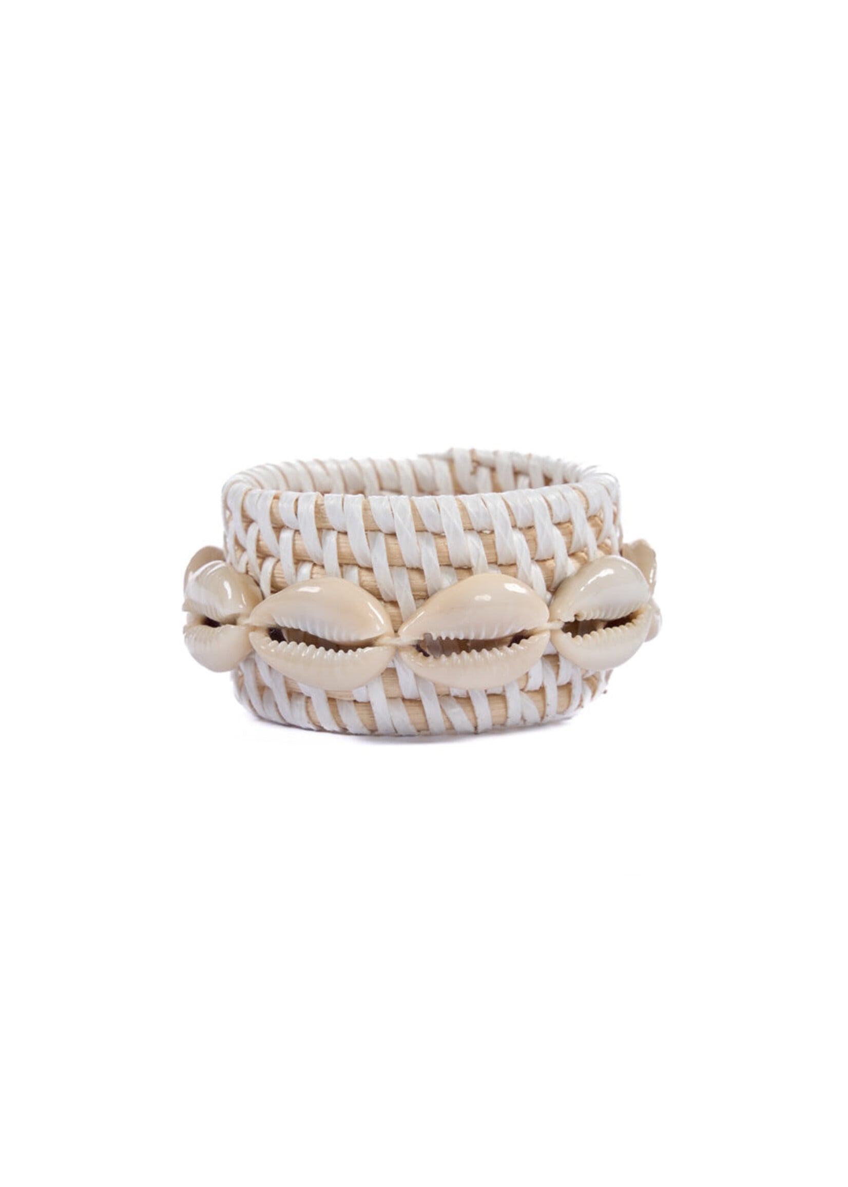 Bazar Bizar The Rattan Shell Napkin Ring - White - Set of 4