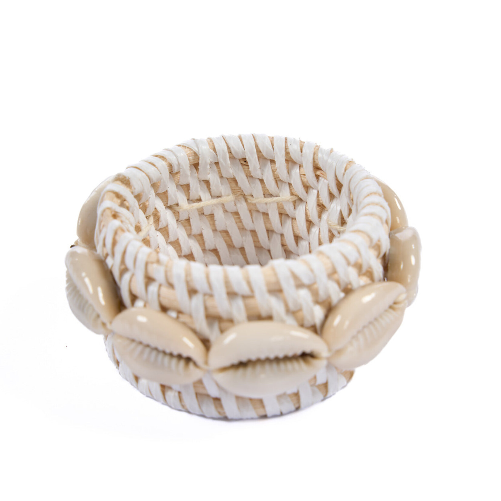 Bazar Bizar The Rattan Shell Napkin Ring - White - Set of 4