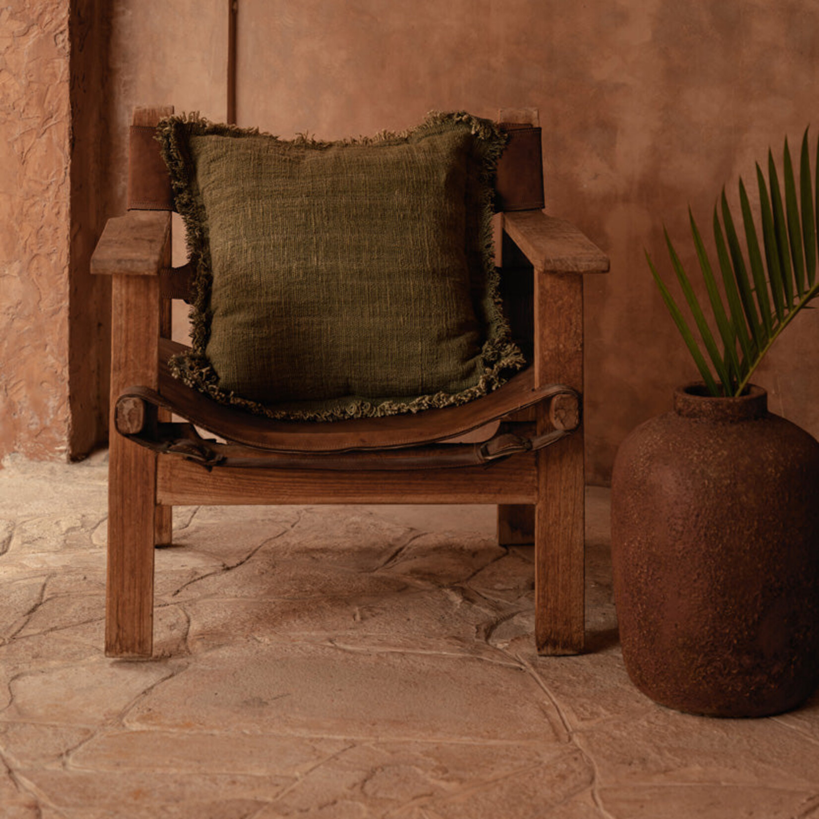 Bazar Bizar Antwerp The Jungle Fringe Cushion Cover - Green