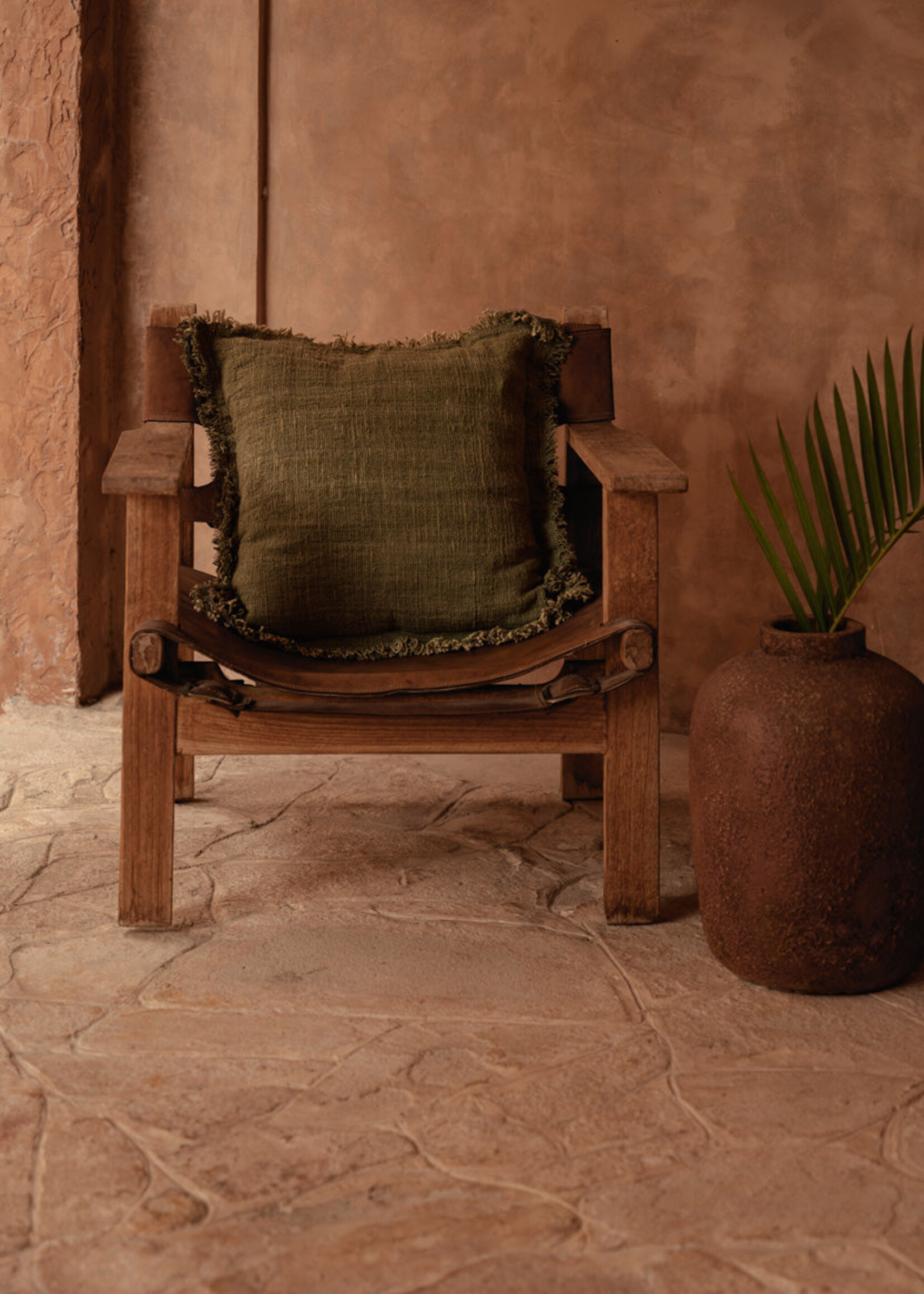 Bazar Bizar Antwerp The Jungle Fringe Cushion Cover - Green
