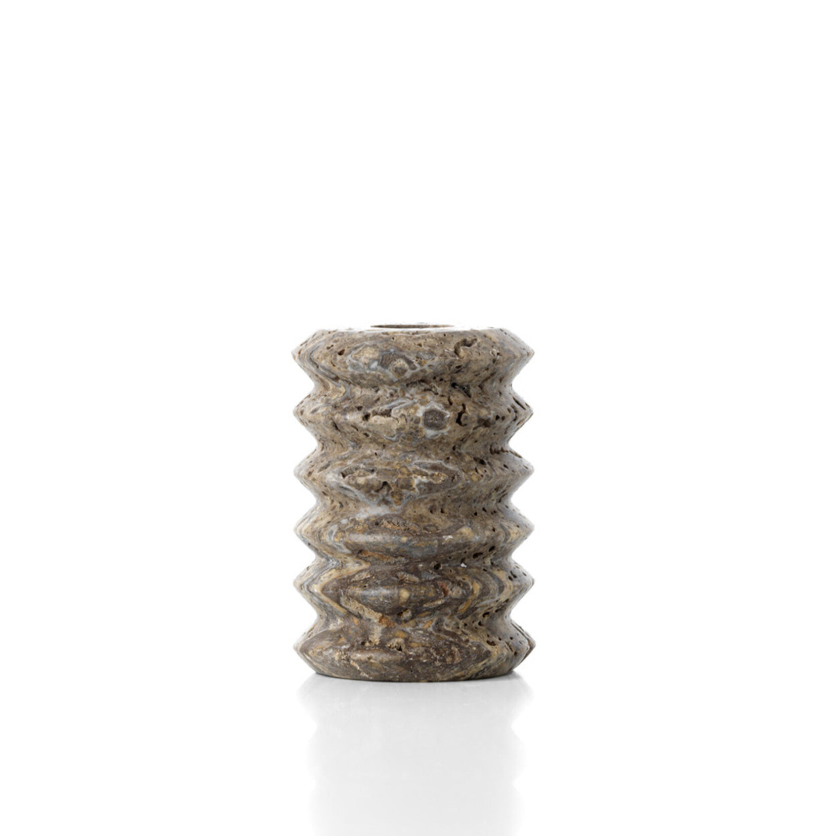 Bazar Bizar Antwerp The Travertine Ripple Taper Candle Holder - Grey - S