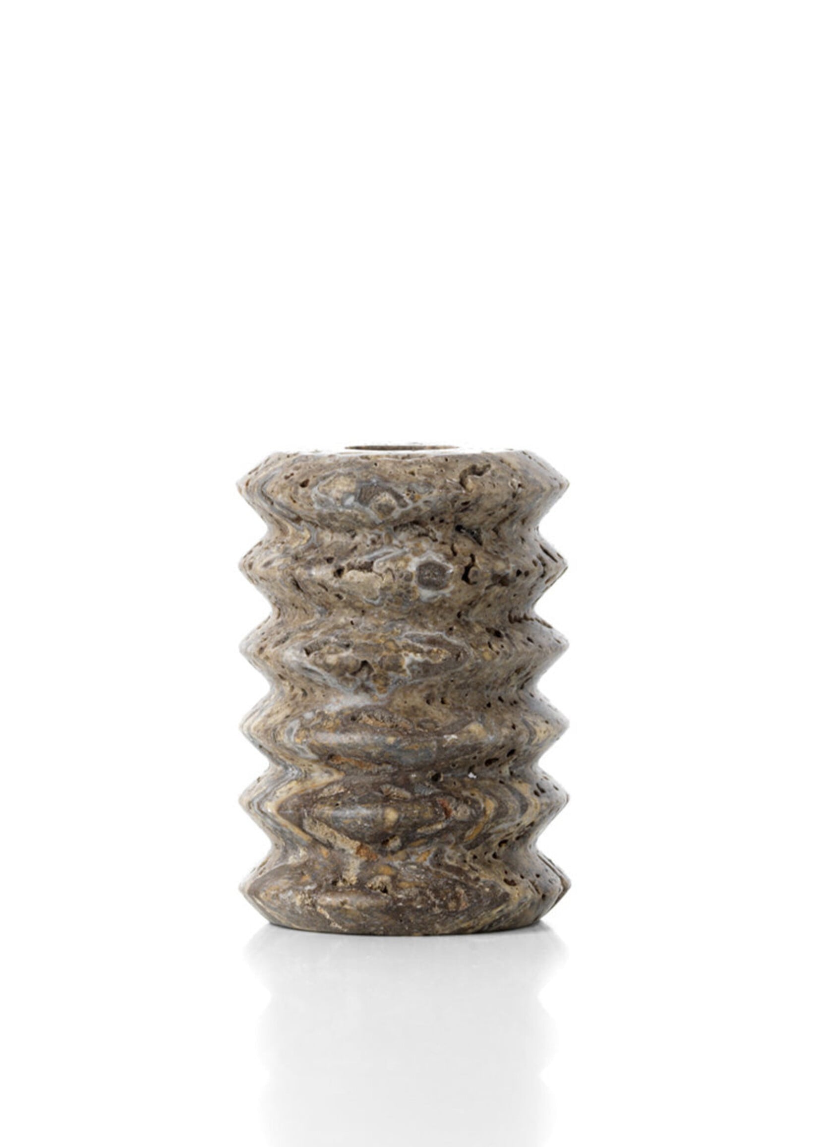 Bazar Bizar Antwerp The Travertine Ripple Taper Candle Holder - Grey - S