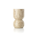 Bazar Bizar Antwerp The Travertine Vessel Pillar Candle Holder - Beige