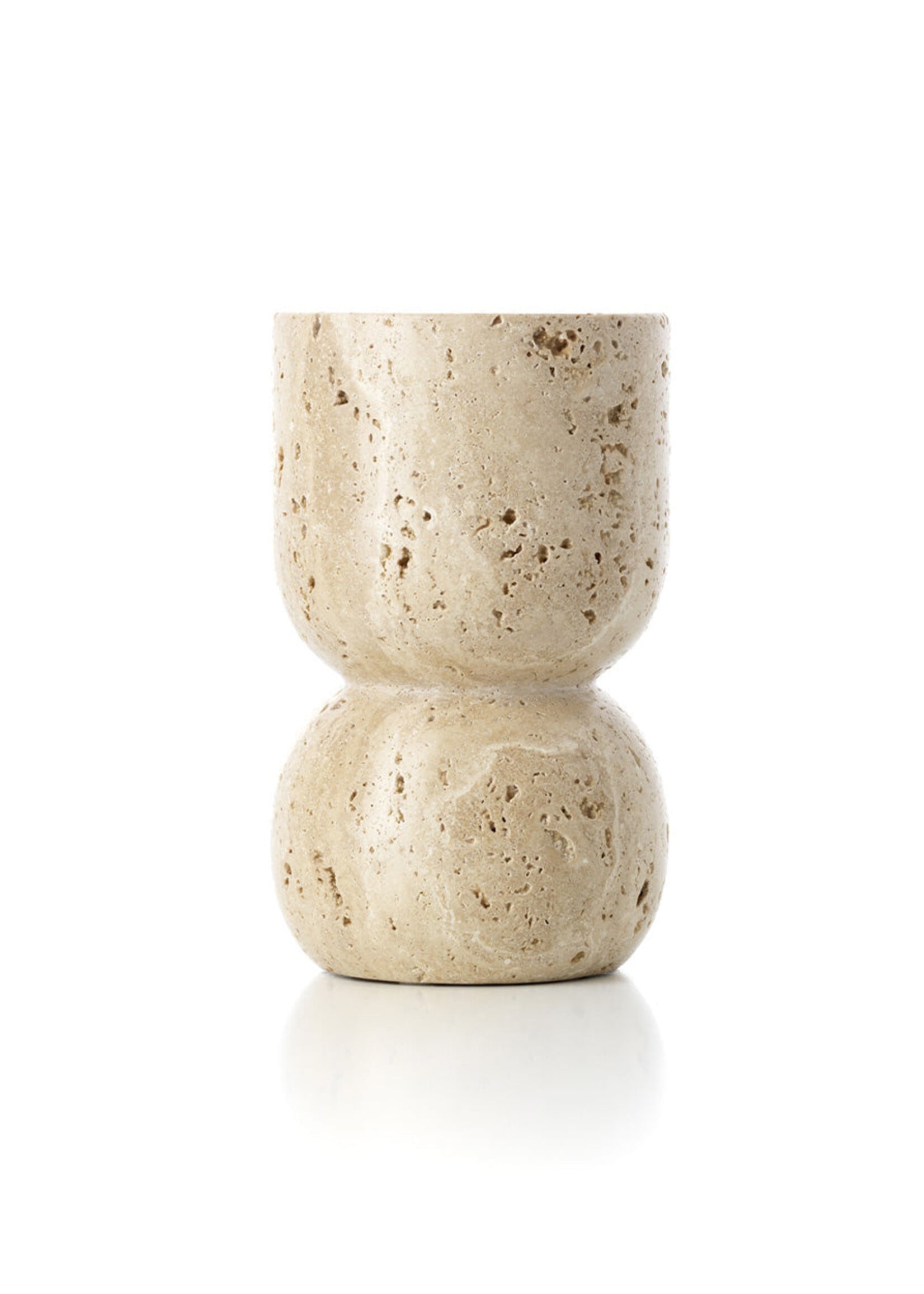 Bazar Bizar Antwerp The Travertine Vessel Pillar Candle Holder - Beige