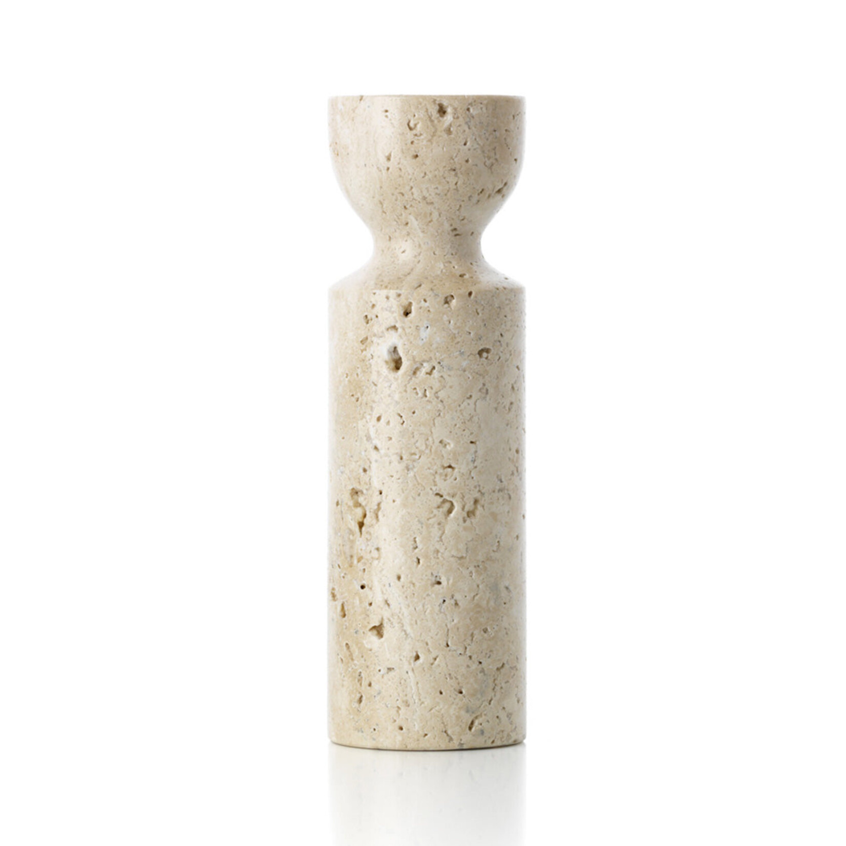 Bazar Bizar Antwerp The Travertine Hourglass Candle Holder - Beige - M