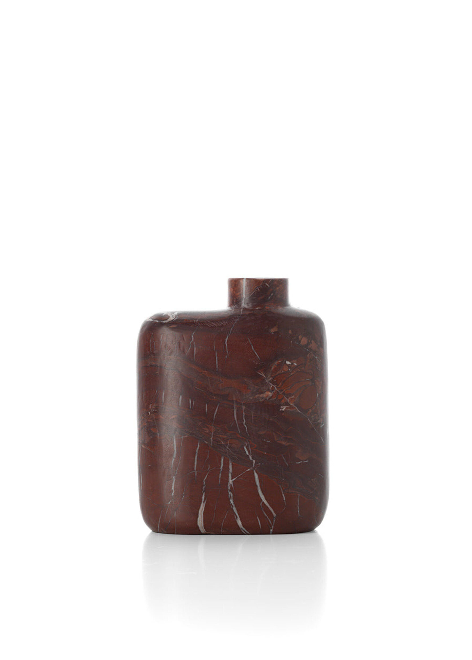 Bazar Bizar Antwerp The Rosso Levanto Marble Vase - Wine Red - Low