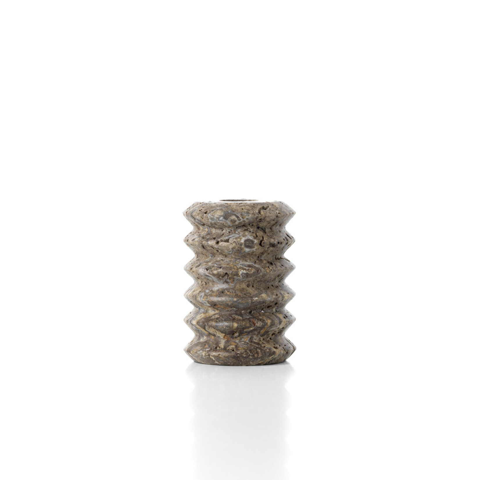 Bazar Bizar Antwerp The Travertine Ripple Taper Candle Holder - Grey - S