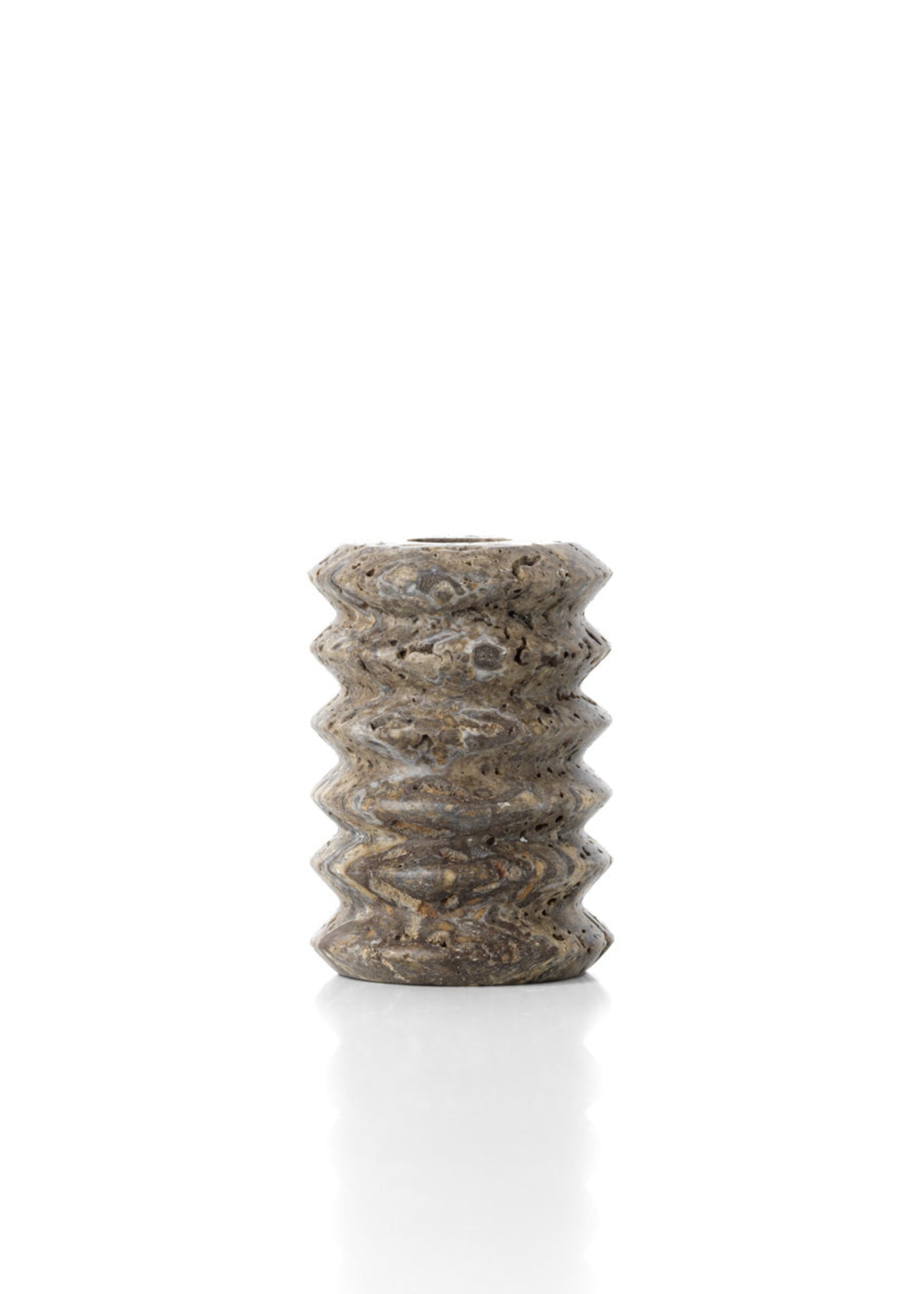 Bazar Bizar Antwerp The Travertine Ripple Taper Candle Holder - Grey - S