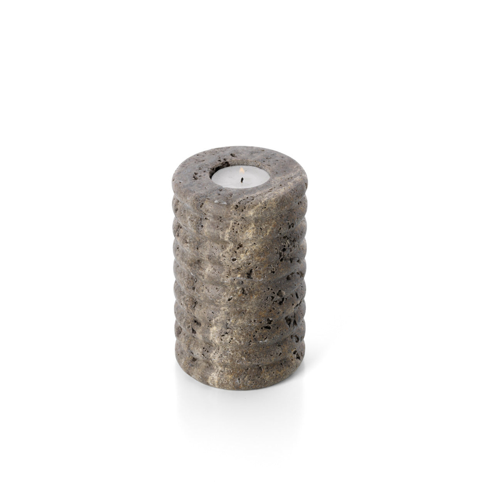 Bazar Bizar Antwerp The Travertine Ripple Candle Holder - Grey - M