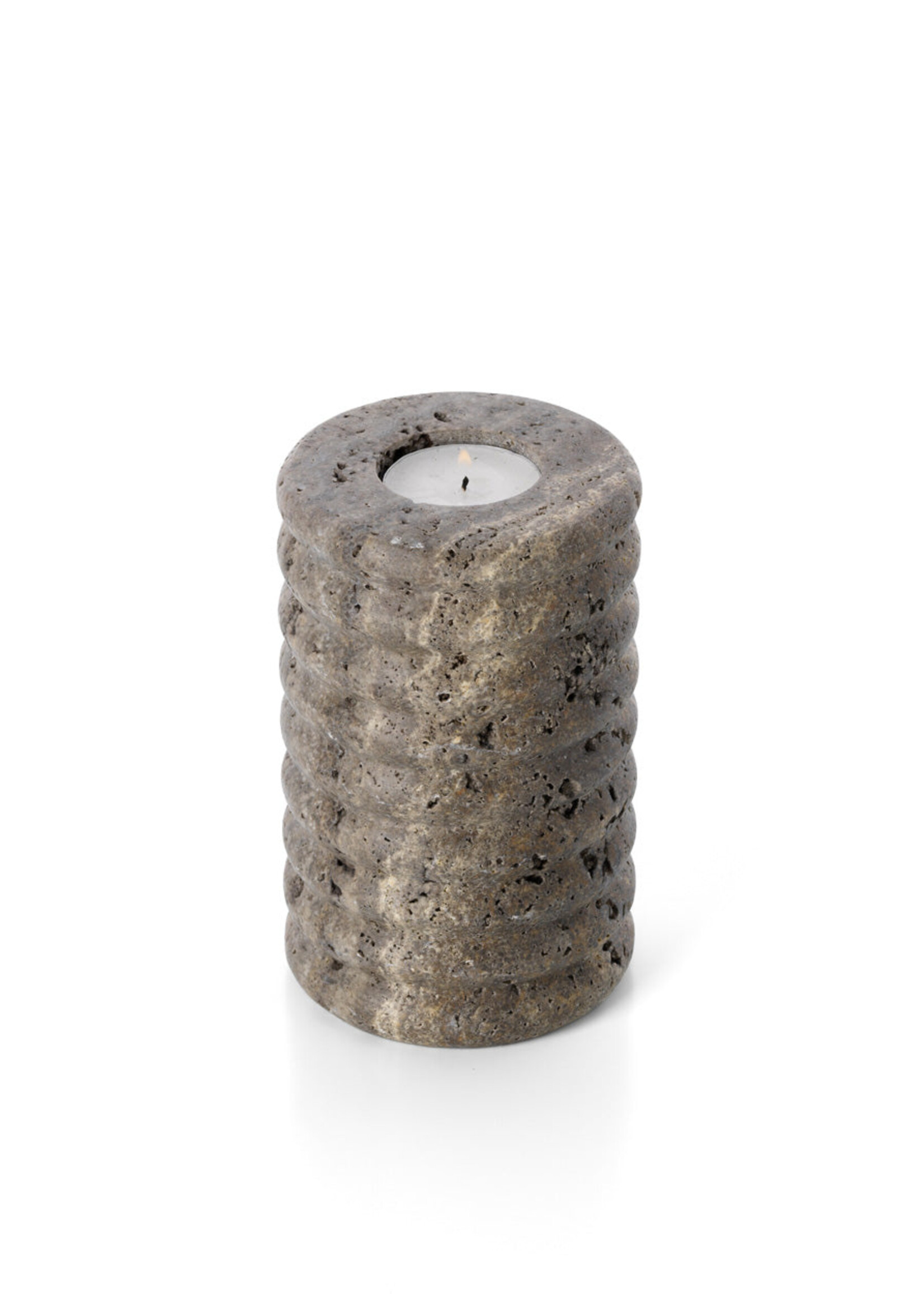 Bazar Bizar Antwerp The Travertine Ripple Candle Holder - Grey - M