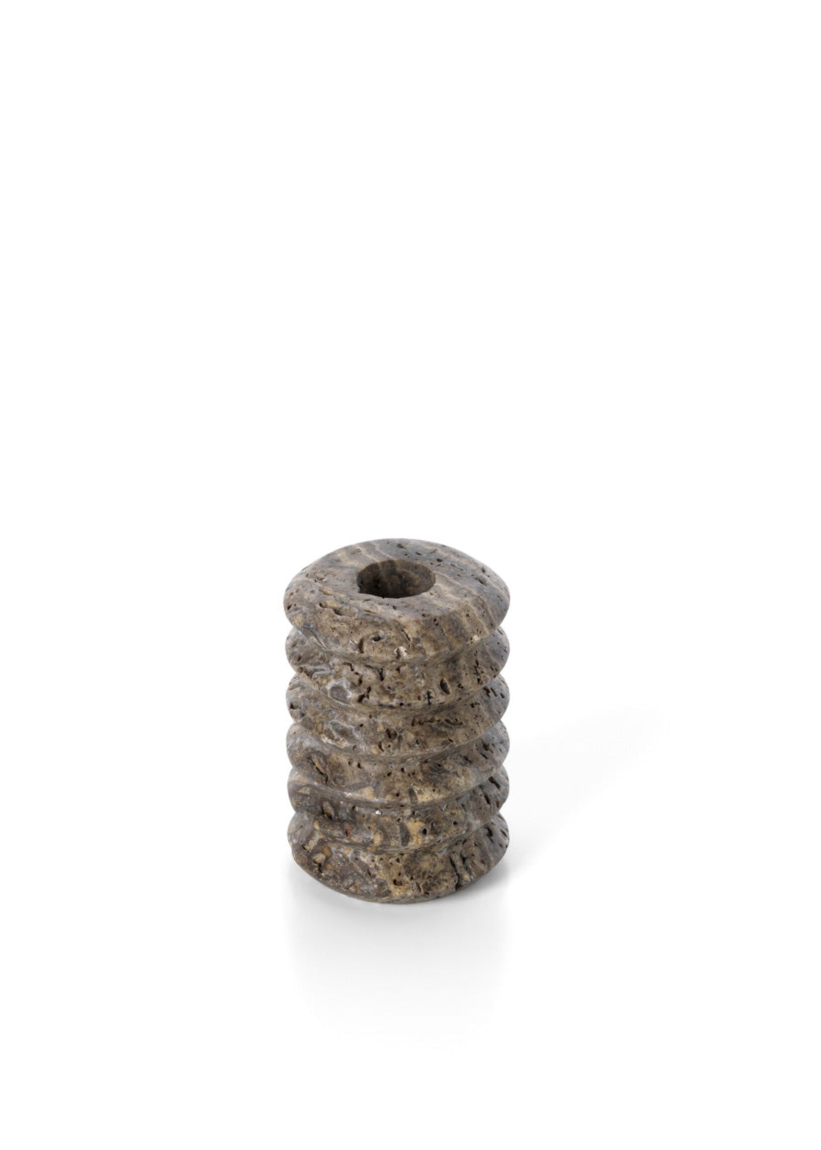 Bazar Bizar Antwerp The Travertine Ripple Taper Candle Holder - Grey - S