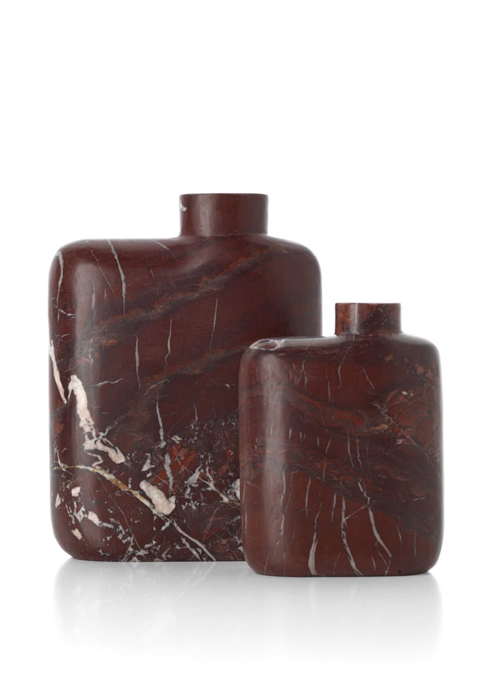 Bazar Bizar Antwerp The Rosso Levanto Marble Vase - Wine Red - Low