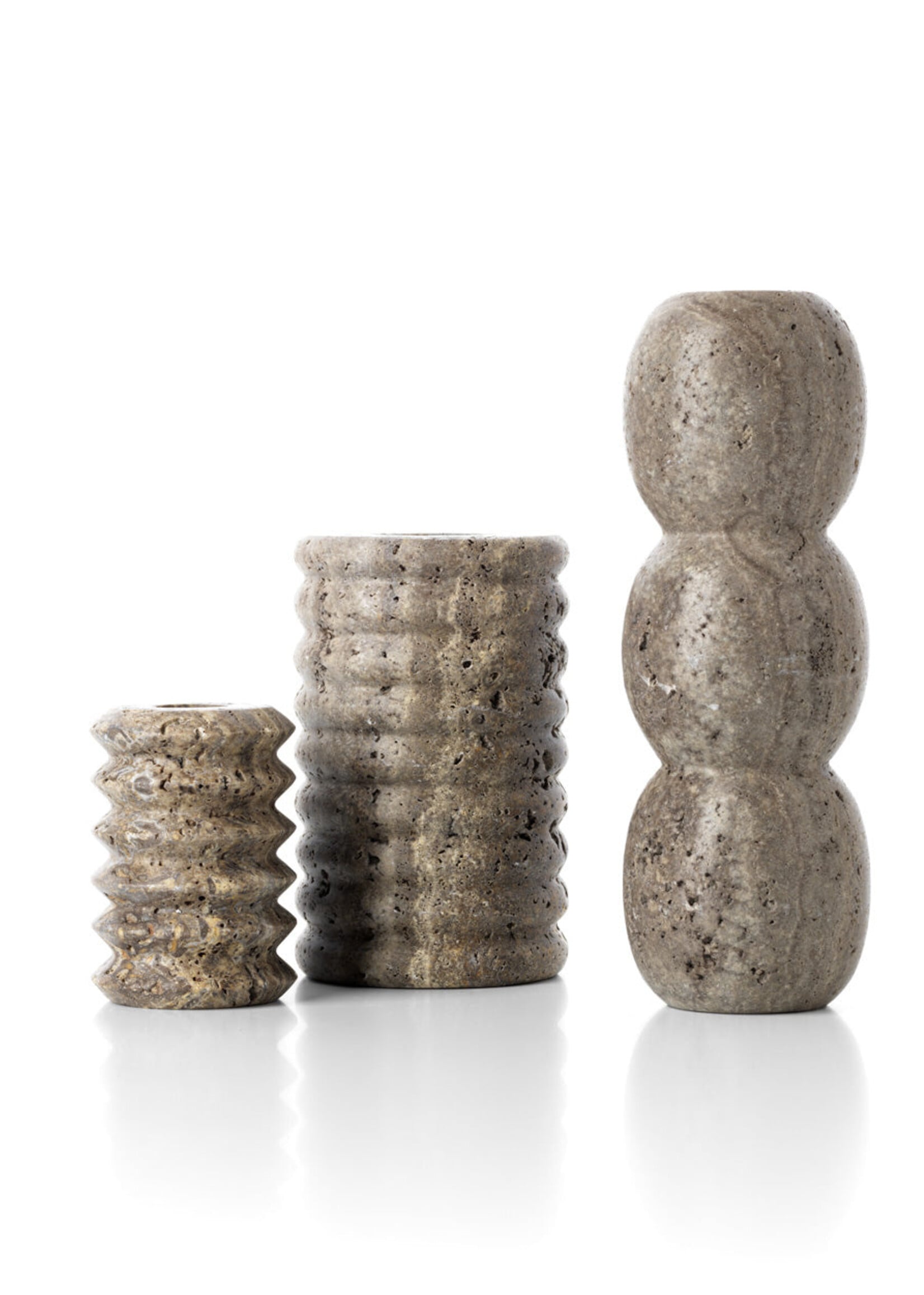 Bazar Bizar Antwerp The Travertine Ripple Taper Candle Holder - Grey - S
