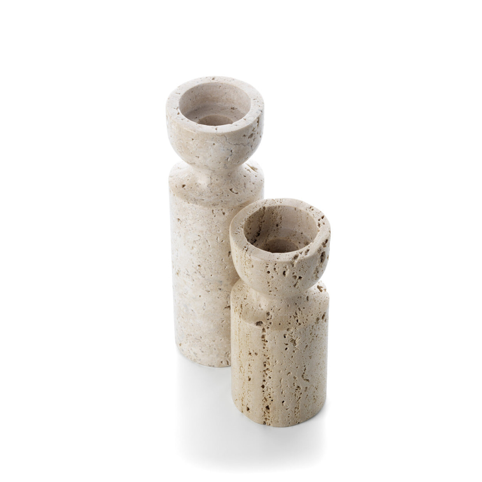 Bazar Bizar Antwerp The Travertine Hourglass Candle Holder - Beige - M