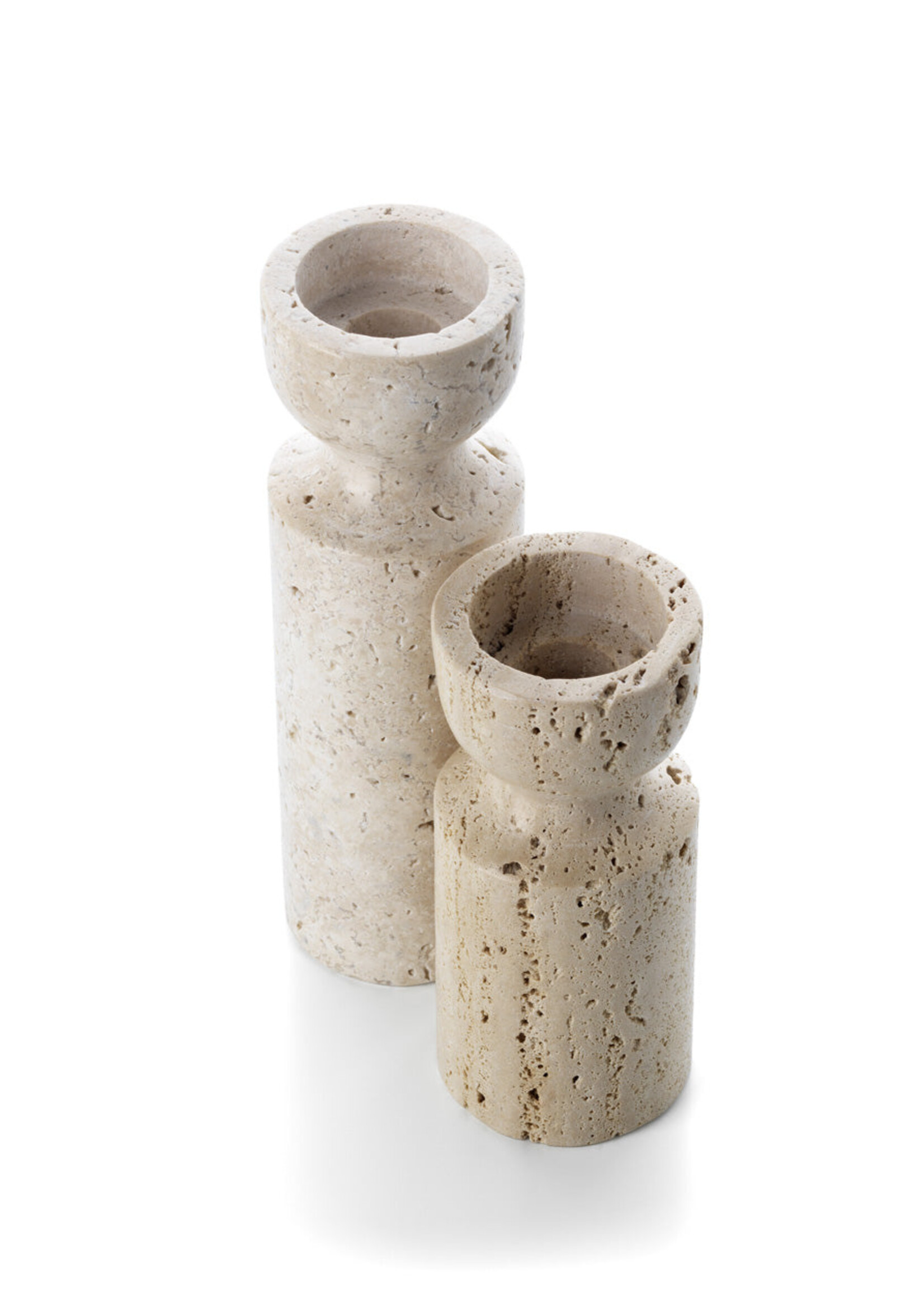 Bazar Bizar Antwerp The Travertine Hourglass Candle Holder - Beige - M